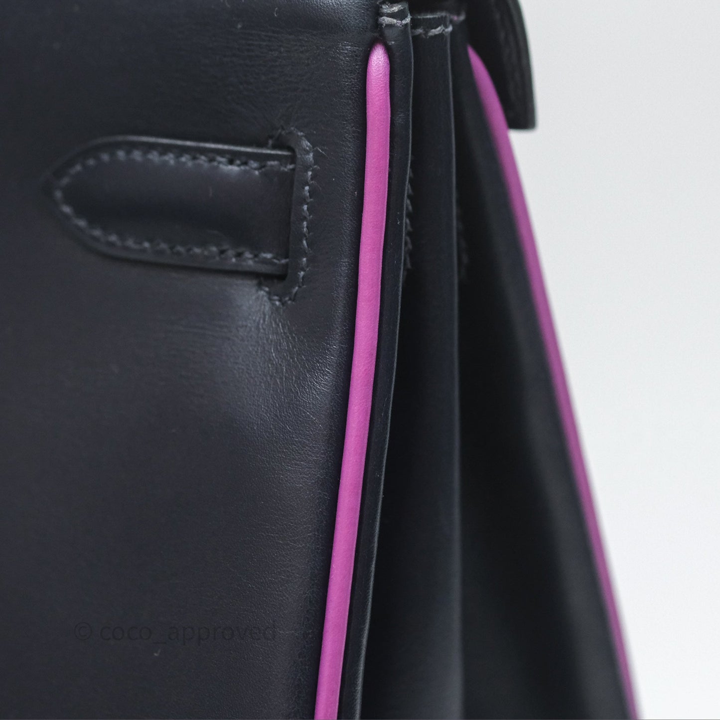 Hermès Vintage Kelly 32 Retourn Navy/Purple Box Leather Palladium Hardware