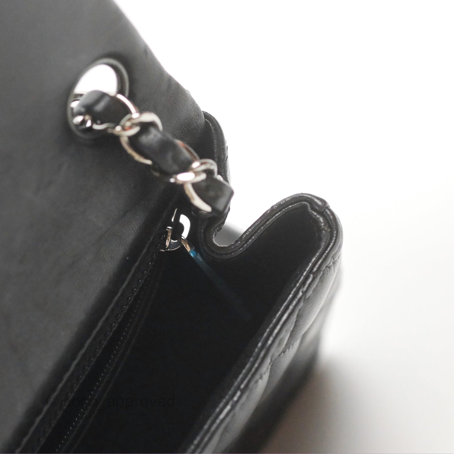 Chanel Mini Square Black Lambskin Dark Silver Hardware