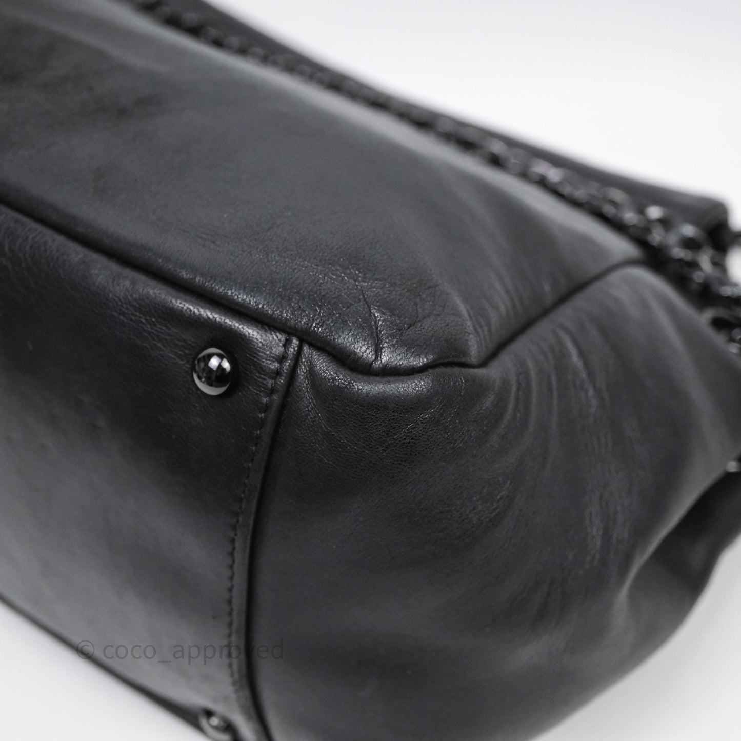 Chanel Lambskin Studded Accordion Black CC Flap Bag So Black Hardware