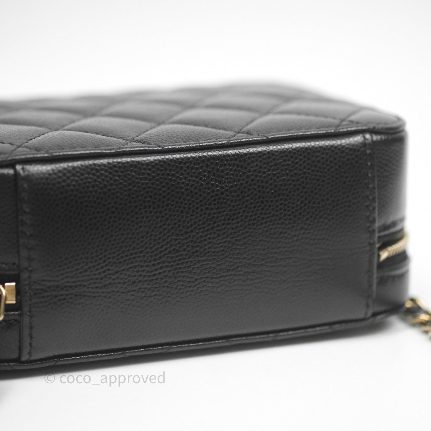 Chanel Quilted Camera Case Black Caviar Gold Hardware