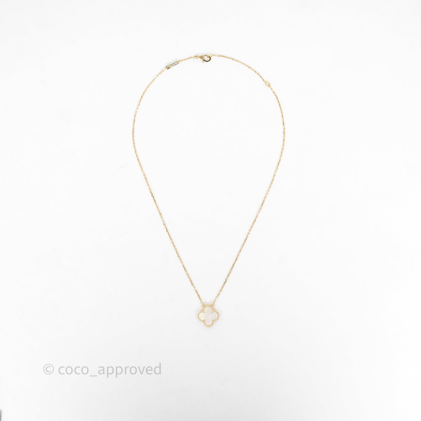 Van Cleef & Arpels Vintage Alhambra Pendant Necklace White Mother-of-pearl Yellow Gold