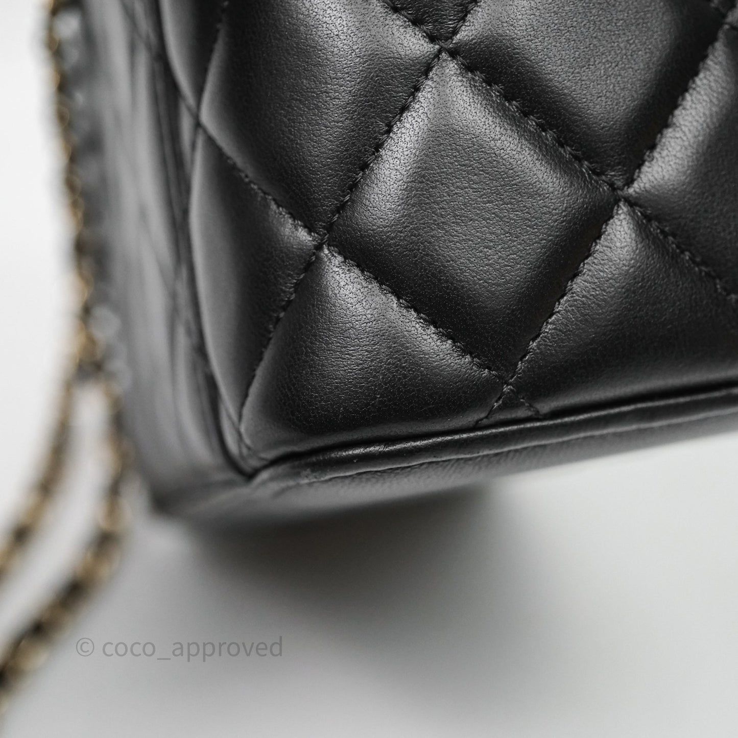 Chanel Vanity Rectangular Top Handle Black Lambskin Light Gold Hardware