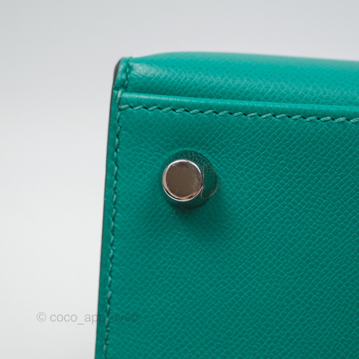 Hermès Sellier Kelly 25 Madame Leather Vert Verone U1/ Bleu De Prusse 7P Palladium Hardware
