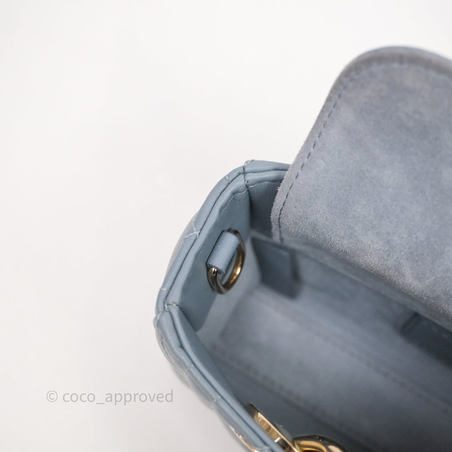 Christian Dior Micro Lady D-Joy Bag Blue Cannage Lambskin Light Gold Hardware