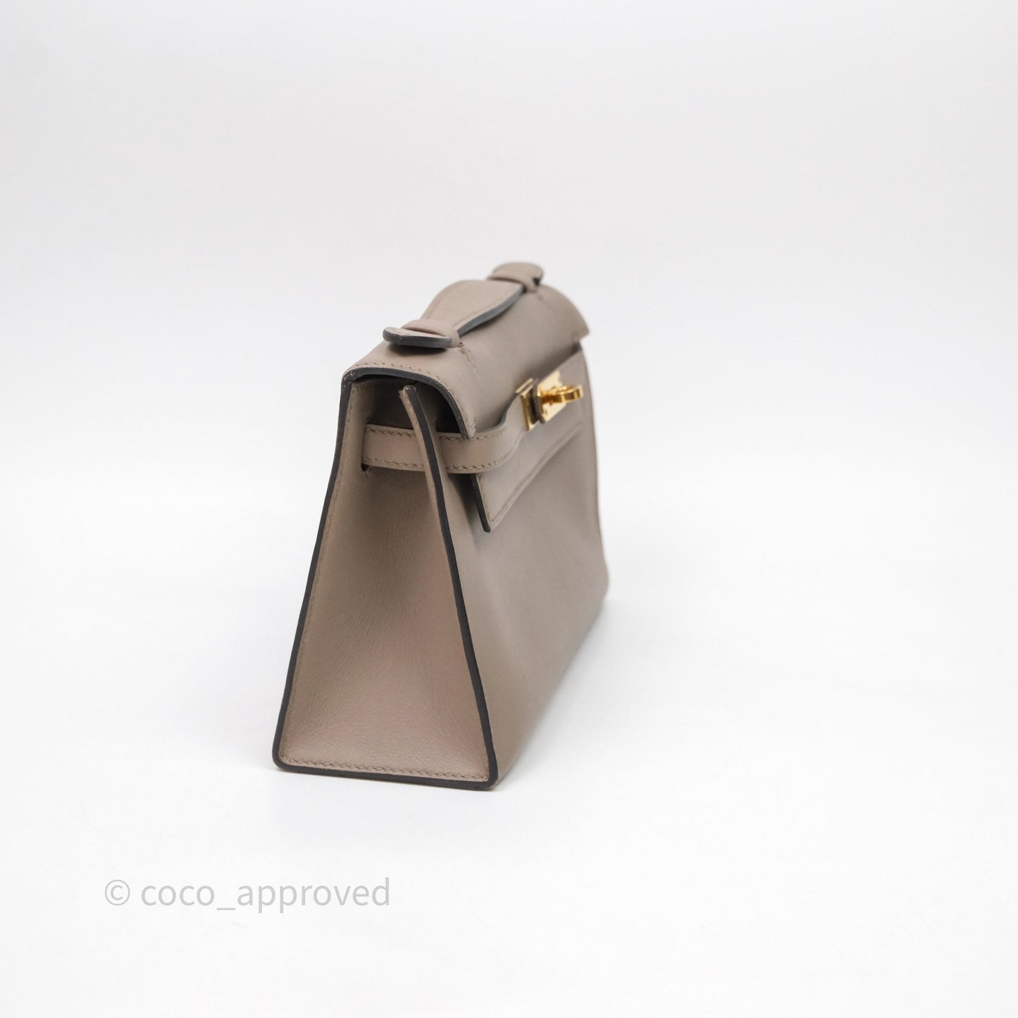 Hermès Kelly Pochette Gris Asphalte M8 Swift Gold Hardware
