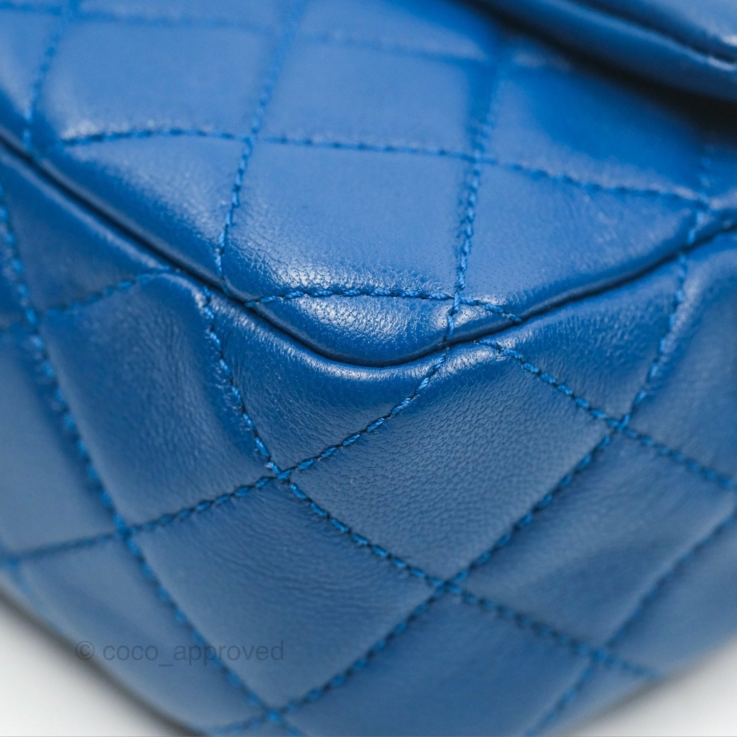 Chanel Pearl Crush Mini Rectangular Blue Lambskin Aged Gold Hardware