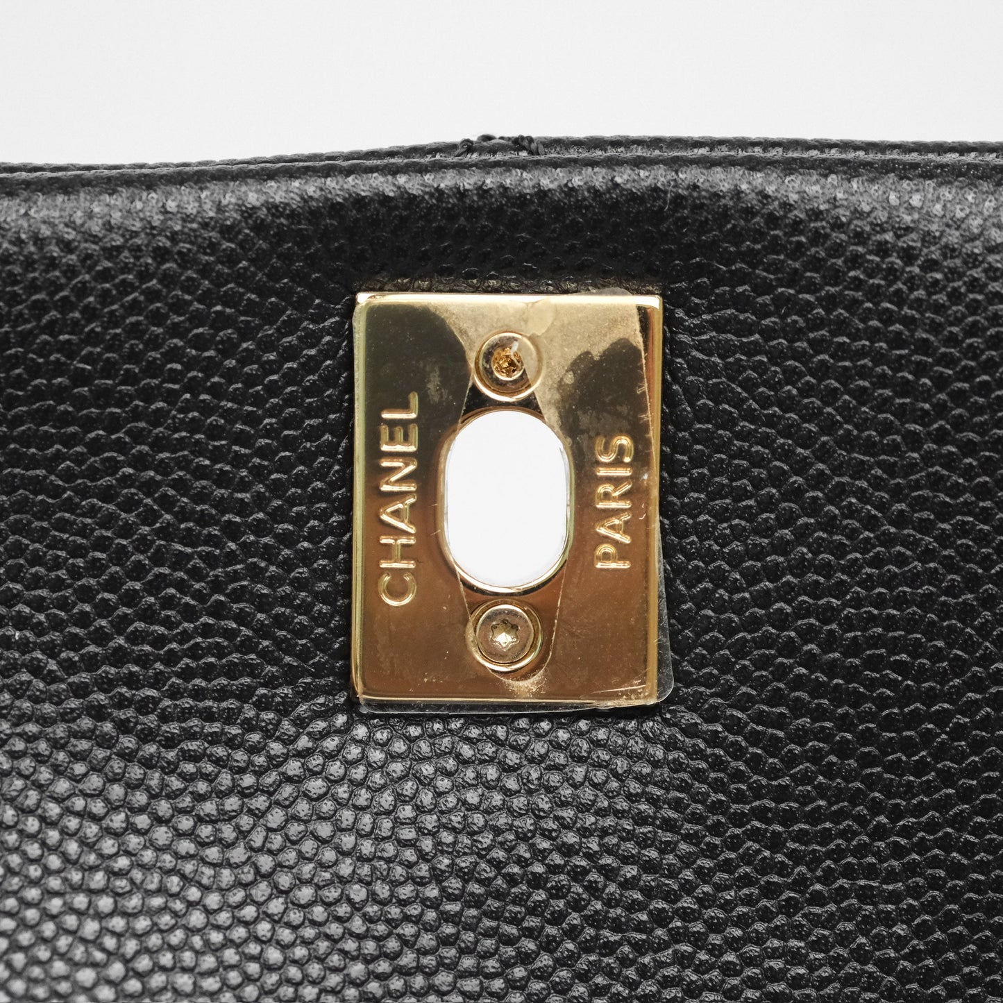 Chanel Small Coco Handle Quilted Black Caviar Gold Hardware Lizard Handle