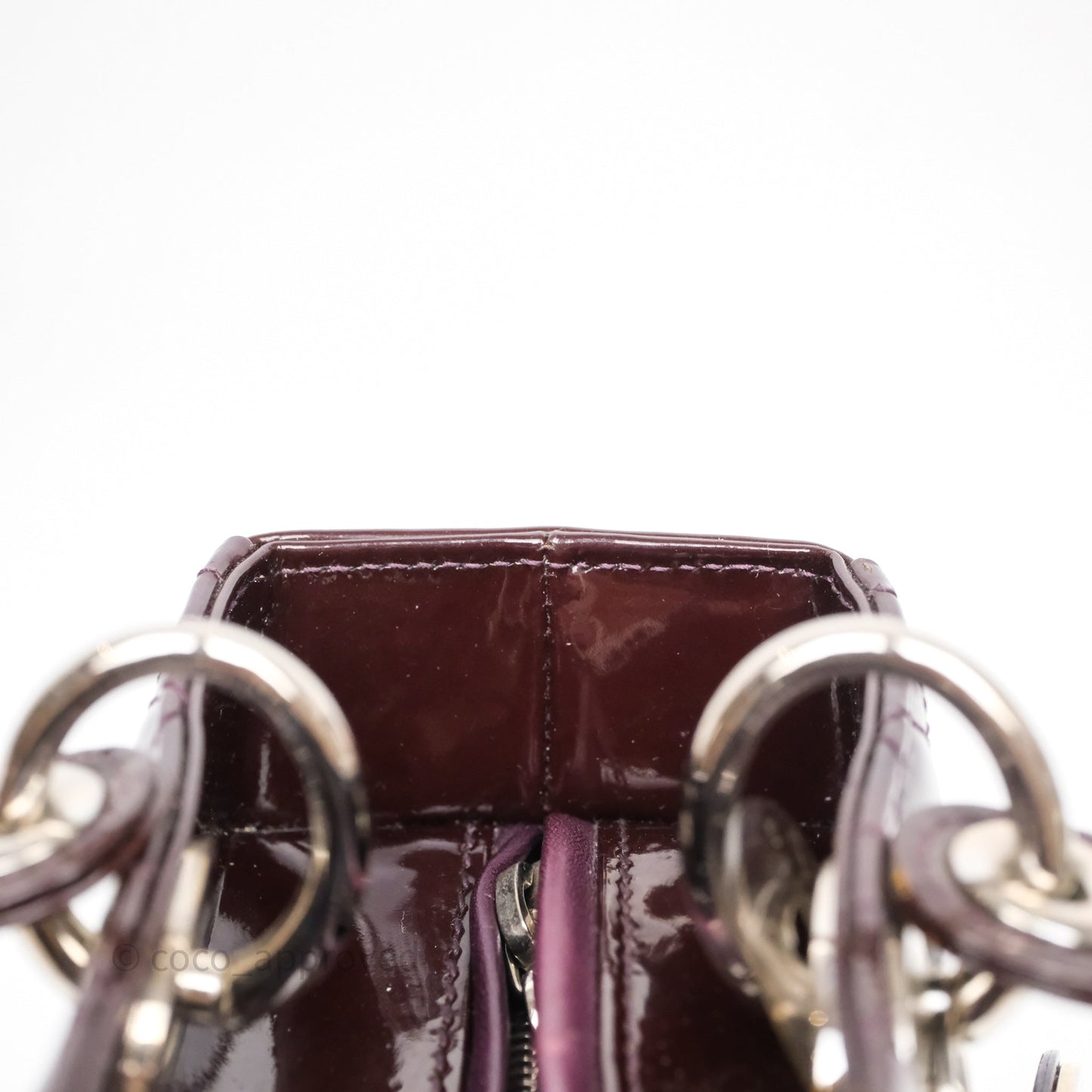 Christian Dior Medium Lady Dior Burgundy Patent Silver Hardware