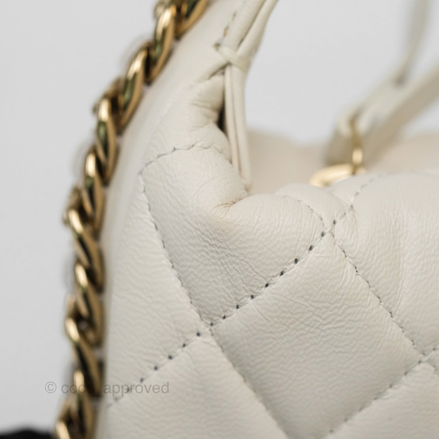 Chanel Chain Around Mini Hobo Pouch White Lambskin Gold Hardware 23C