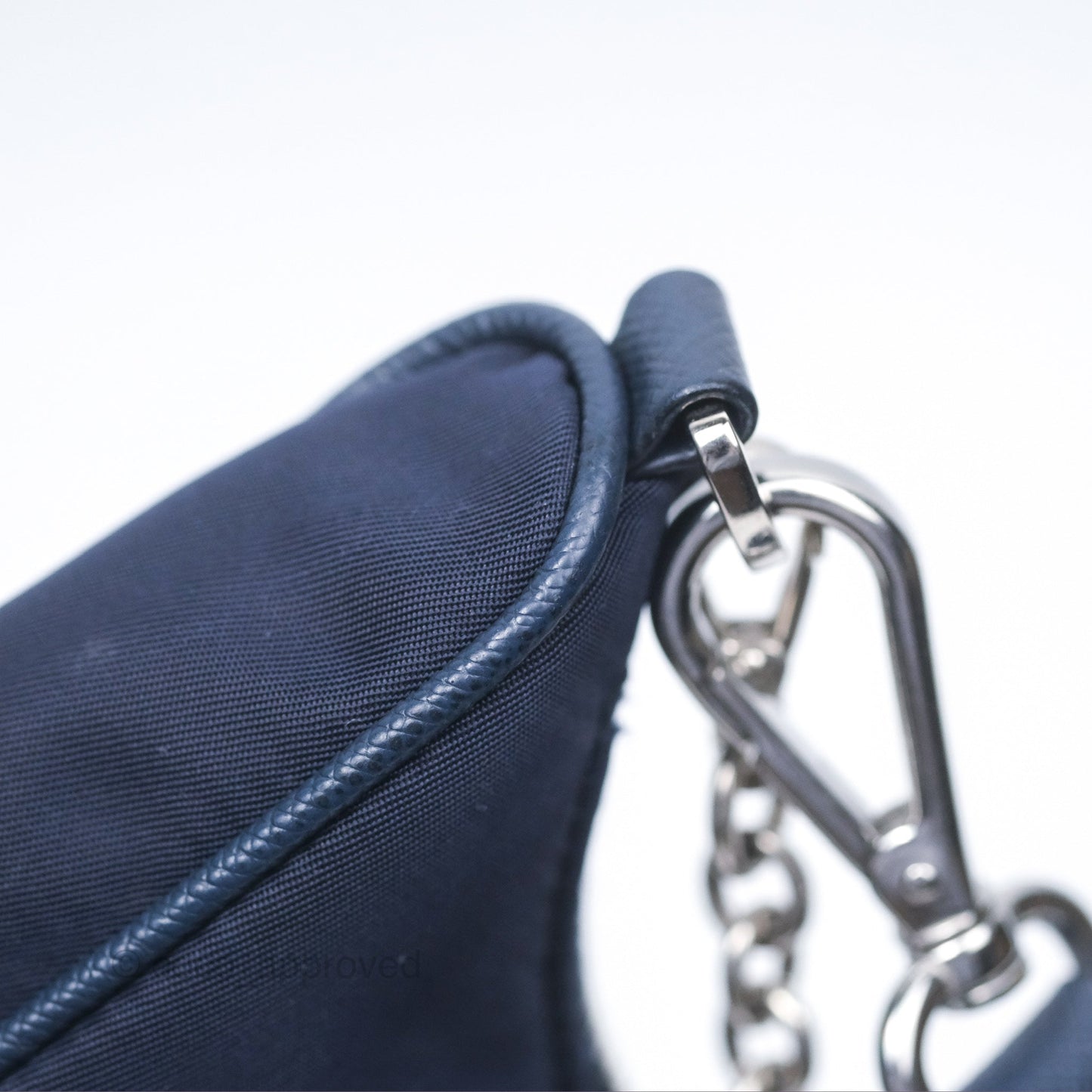 Prada Nylon Re-Edition 2005 Shoulder Bag Navy Blue Silver Hardware