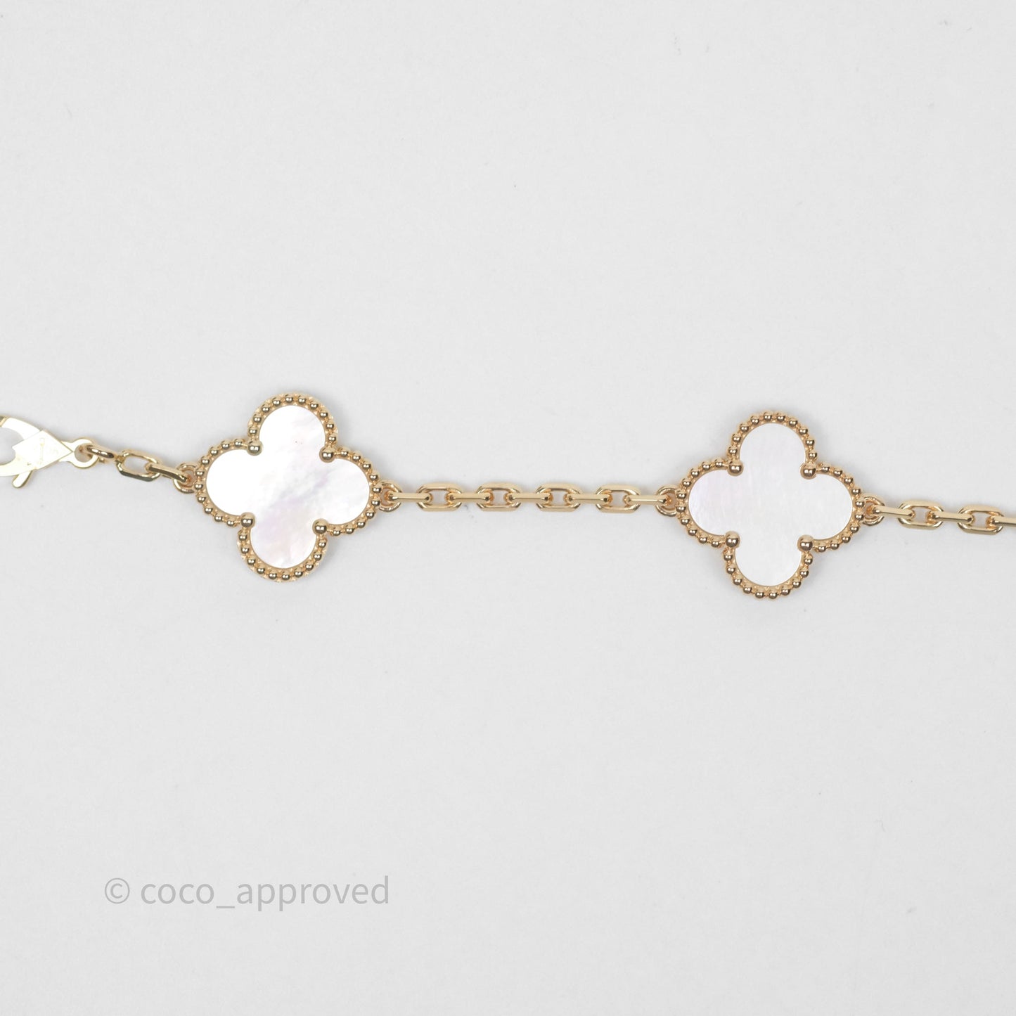 Van Cleef & Arpels Vintage Alhambra 5 Motifs White Mother-of-pearl Yellow Gold Bracelet
