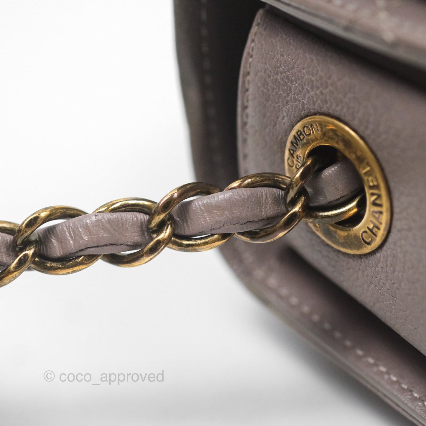 Chanel Coco Curve Flap Burnished Lilac Grey Calfskin Goatskin Antique Gold Hardware