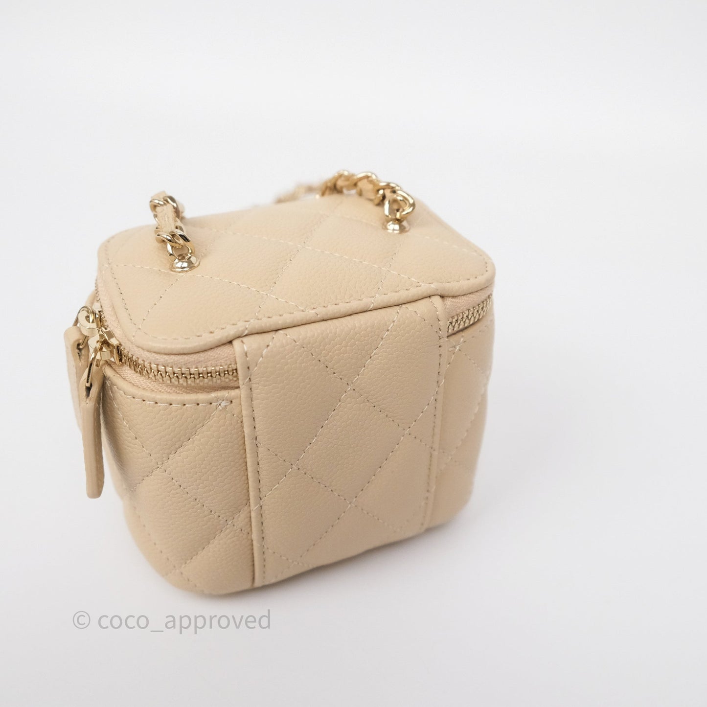 Chanel Mini Vanity With CC Chain Beige Caviar Gold Hardware