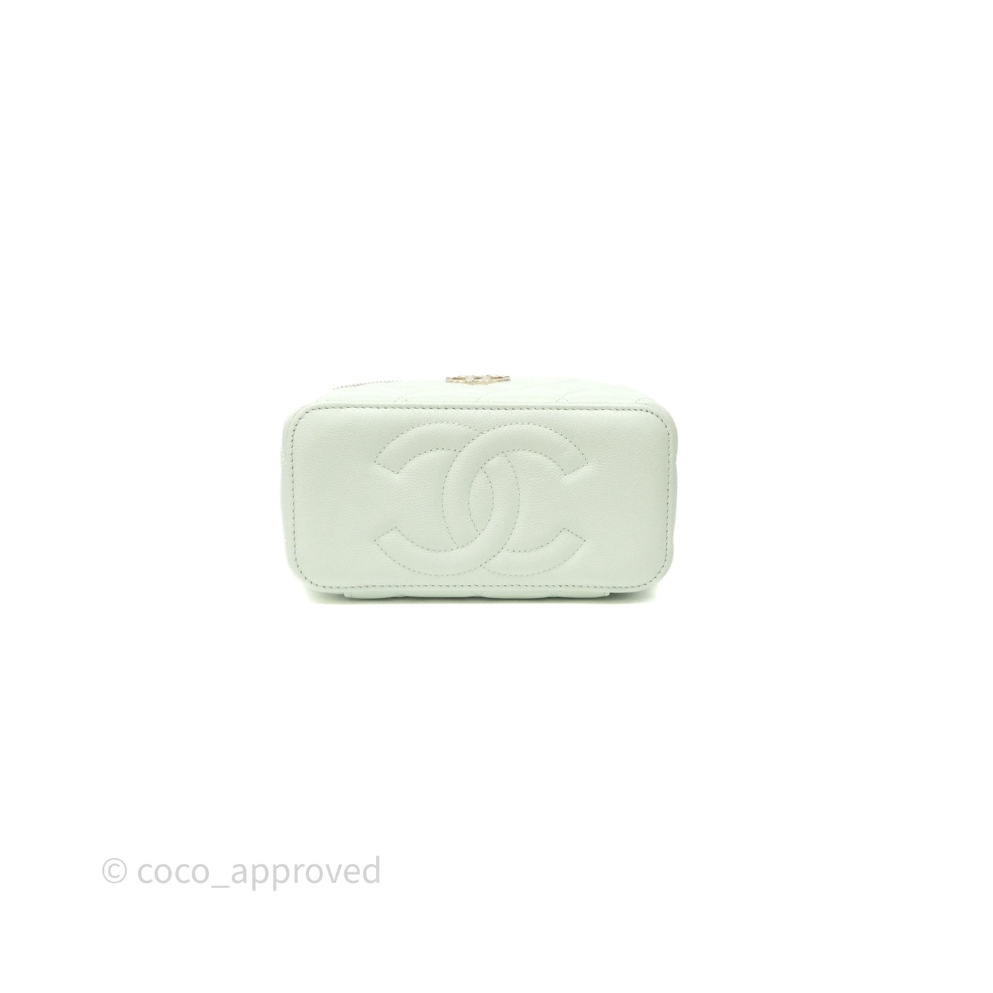 Chanel Vanity Rectangular Top Handle Mint Green Caviar Gold Hardware