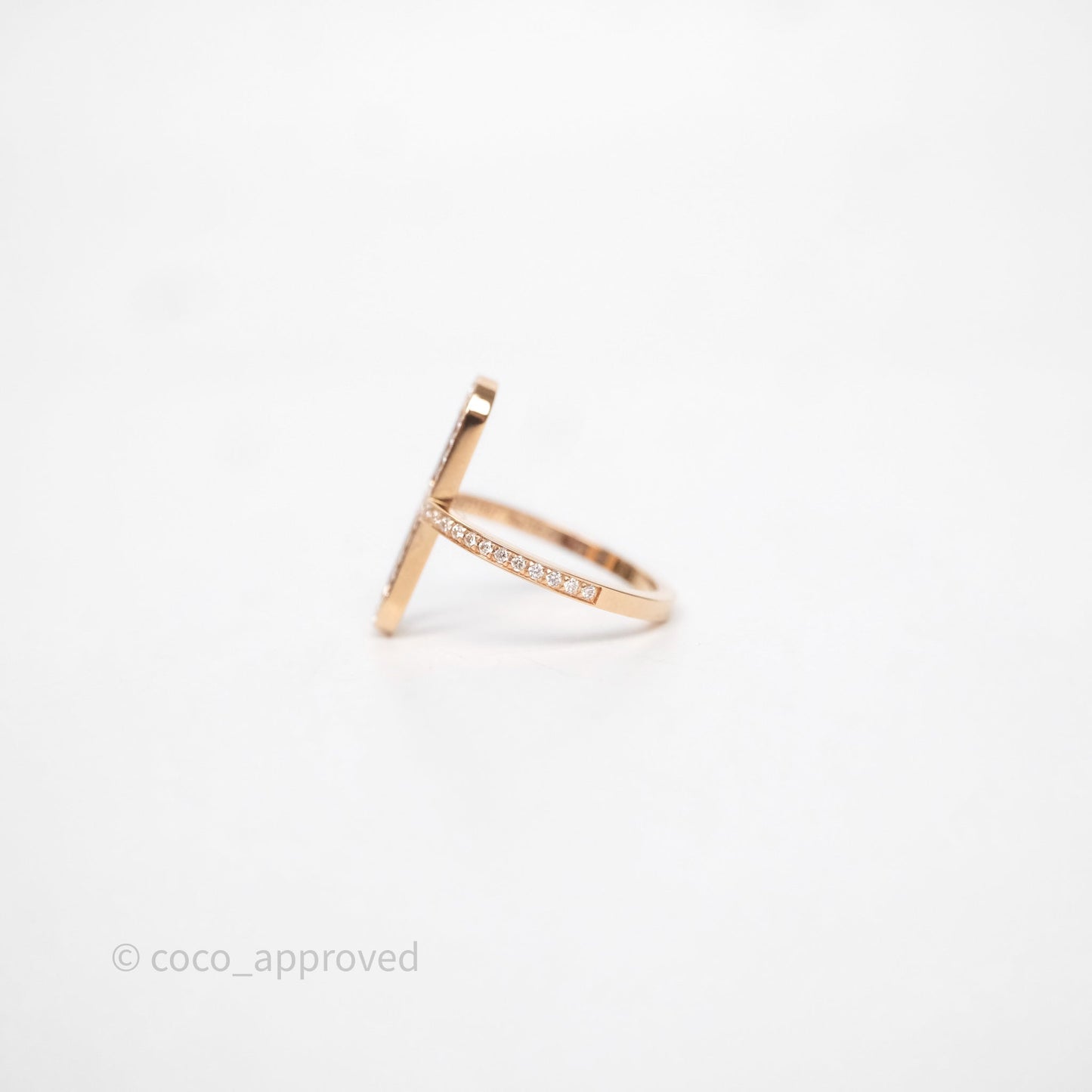 Hermès Ever Chaine d'ancre Ring Small Model Diamonds Rose Gold Size 51