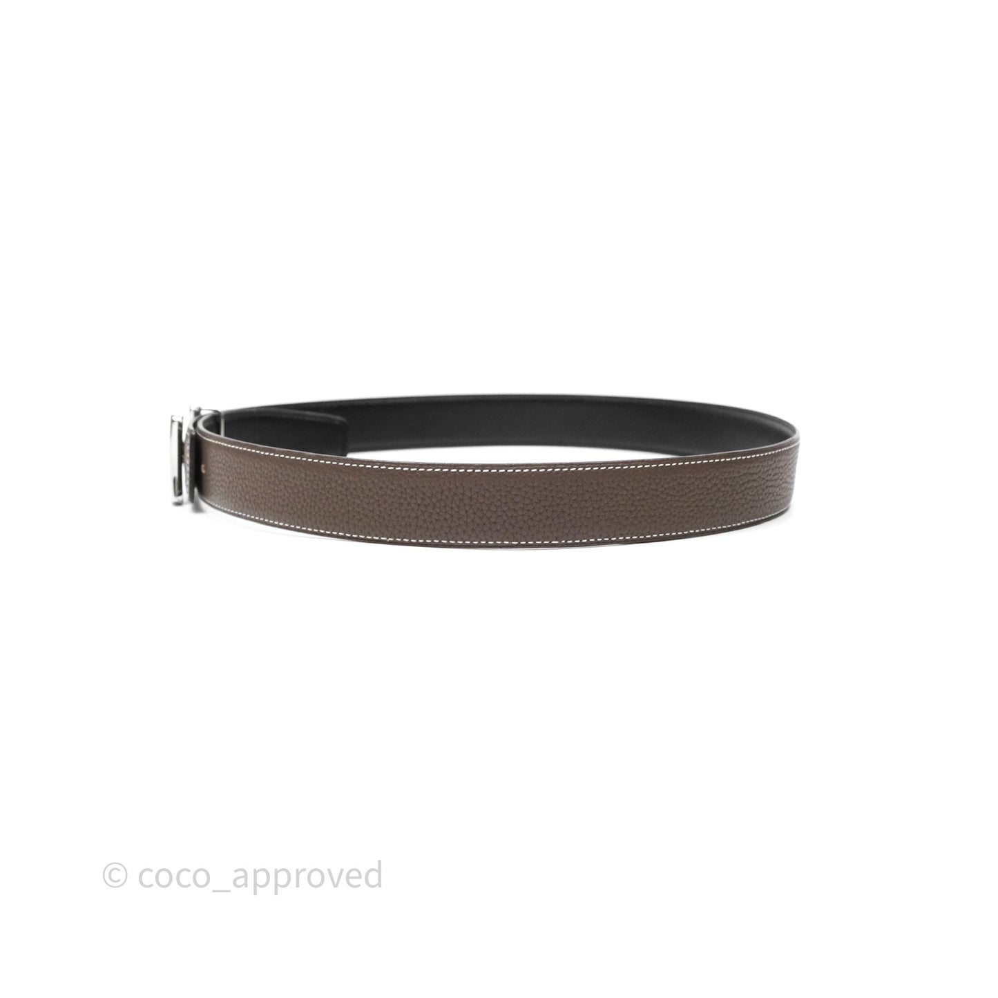 Hermès H Belt Buckle & Reversible Strap 32mm Etoupe/ Noir Palladium Hardware