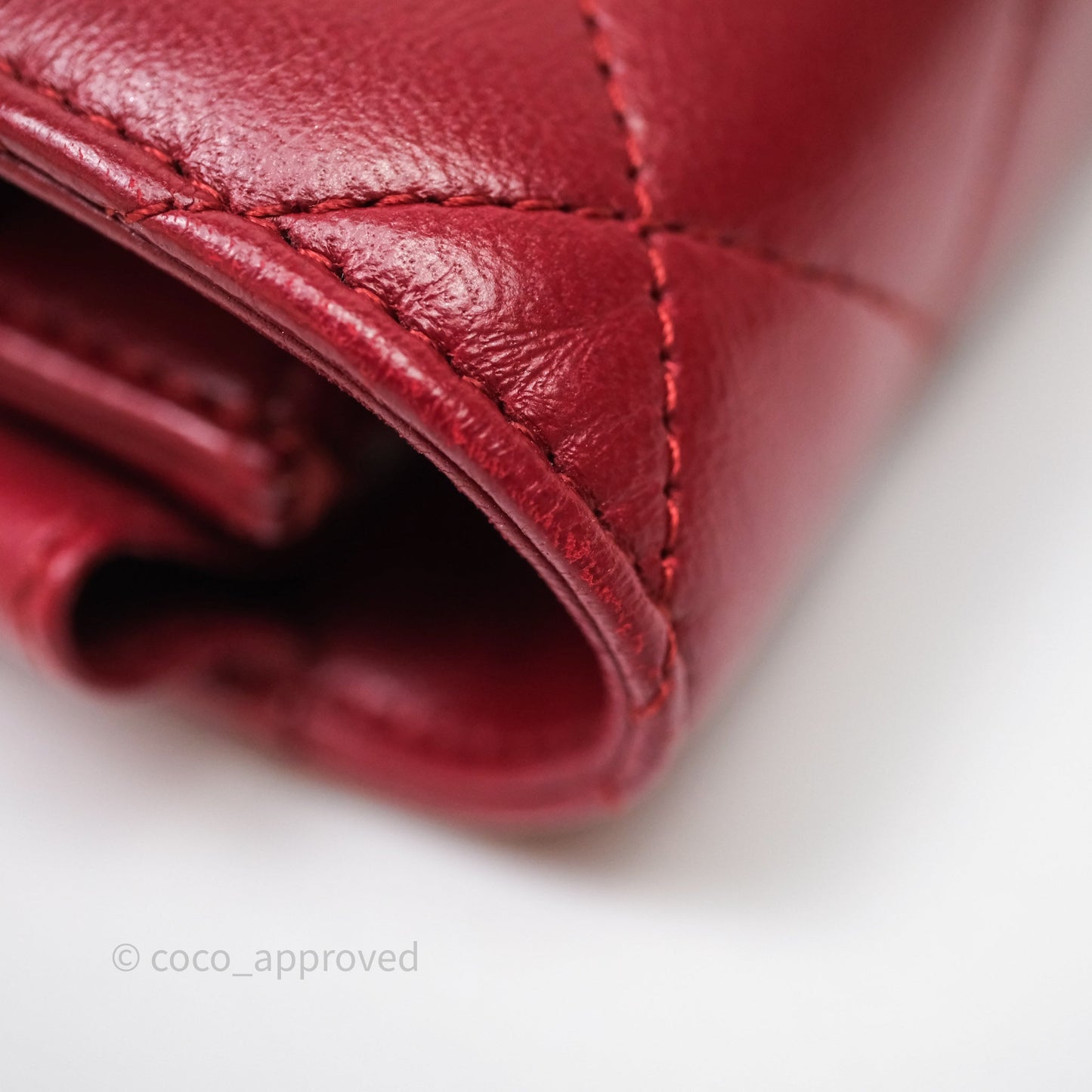 Chanel Quilted Wallet on Chain WOC Red Lambskin Silver Hardware