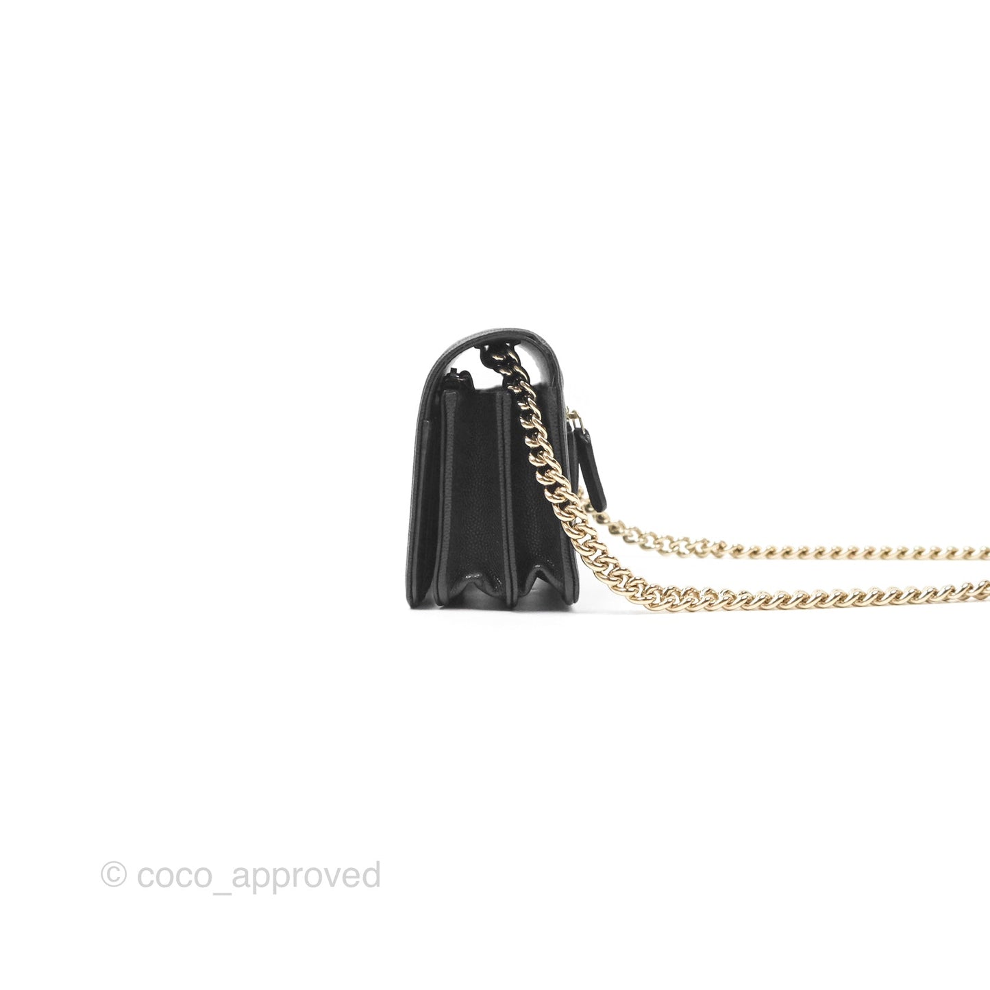 Chanel Mini Boy Quilted Wallet on Chain WOC Black Caviar Gold Hardware