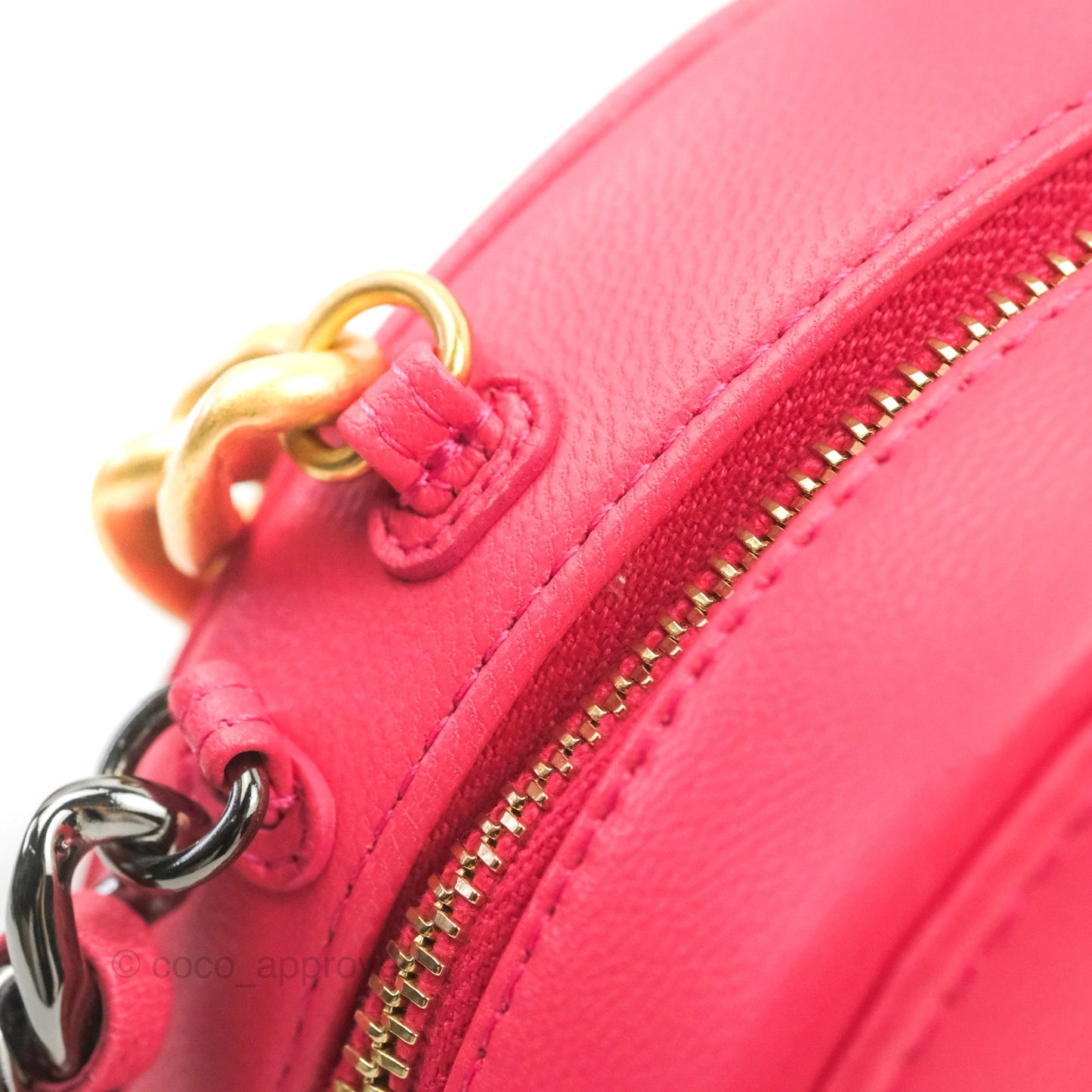 Chanel 19 Round Clutch With Chain Dark Pink Mixed Hardware