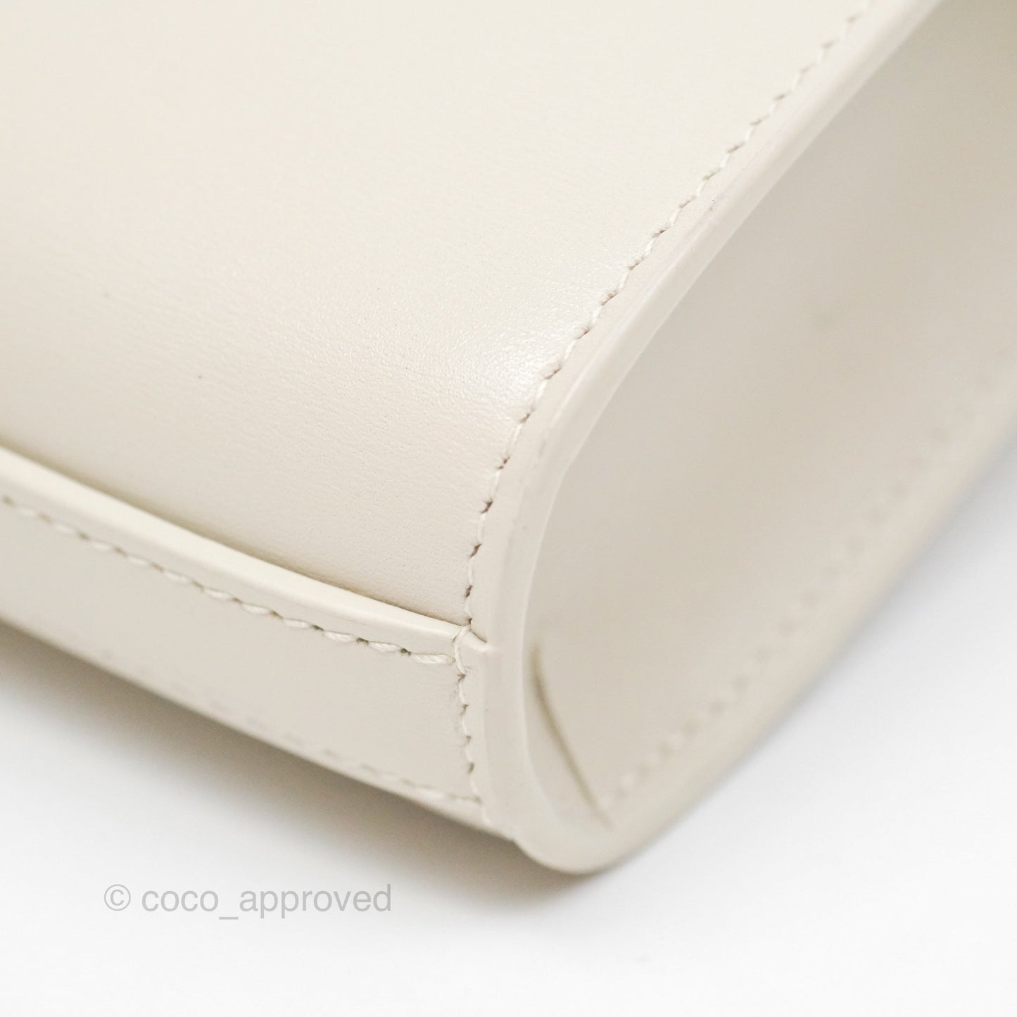 Saint Laurent Mini Manhattan Box Calfskin Blanc Vintage Gold Hardware
