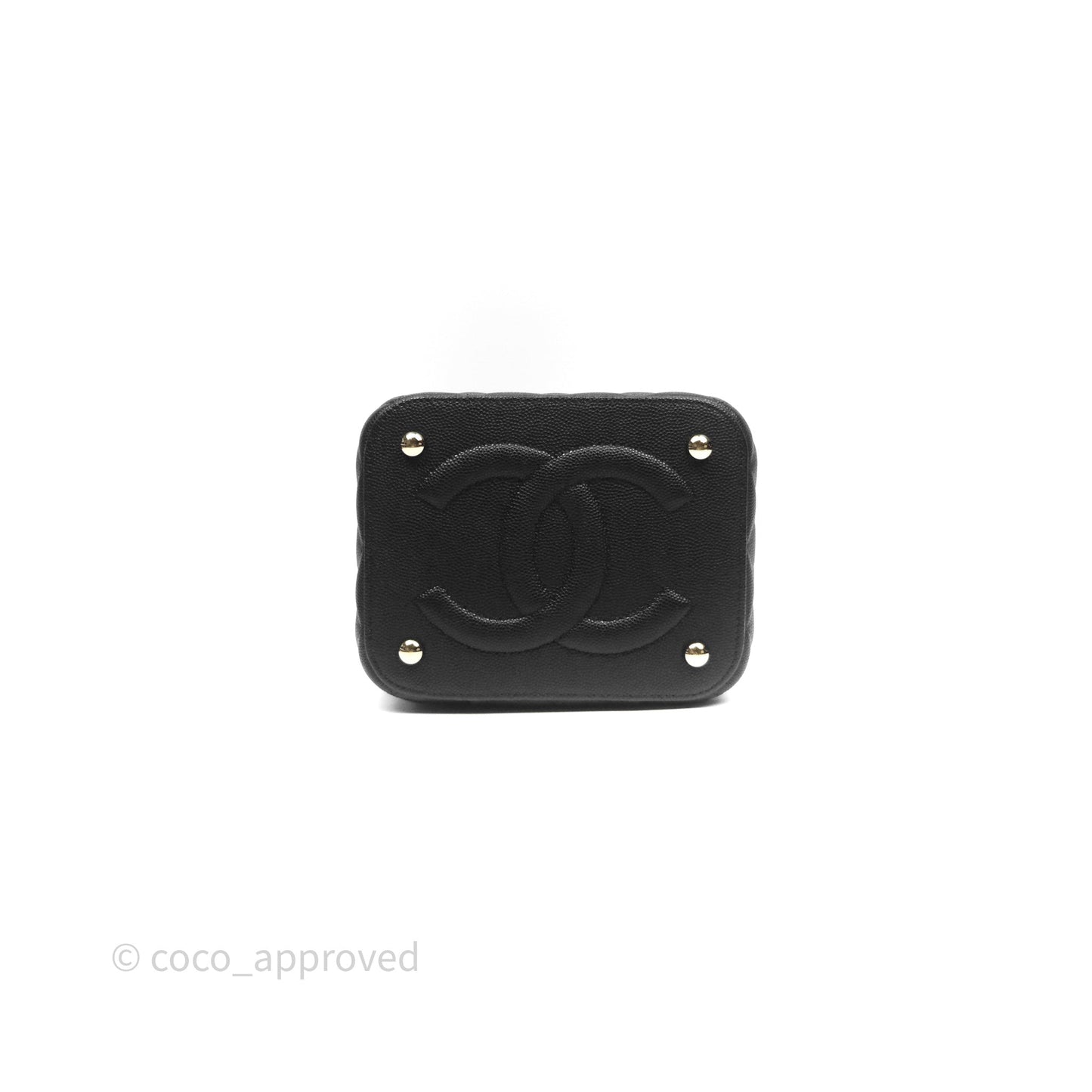 Chanel Quilted Top Handle Vanity Case Black Caviar Gold Hardware