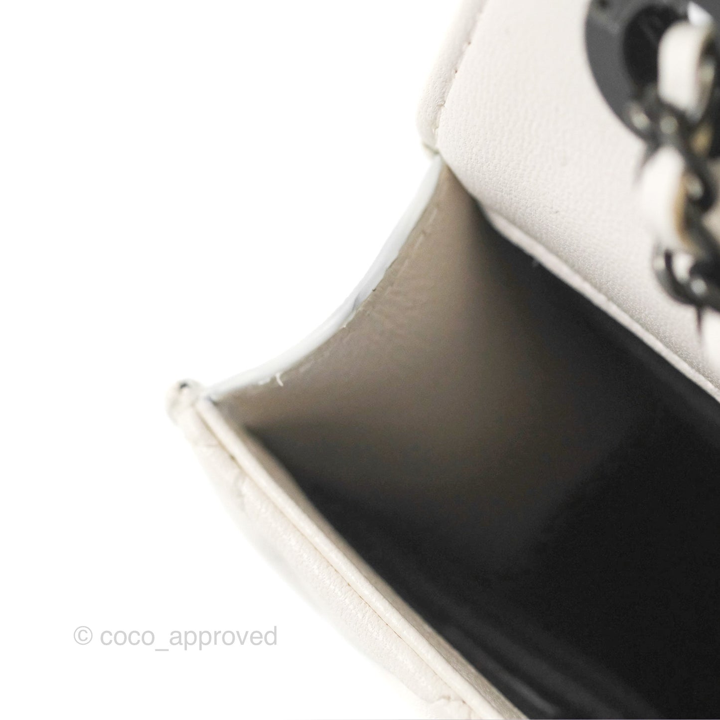 Chanel Mini Quilted Trendy CC Clutch With Chain White Lambskin Black Hardware
