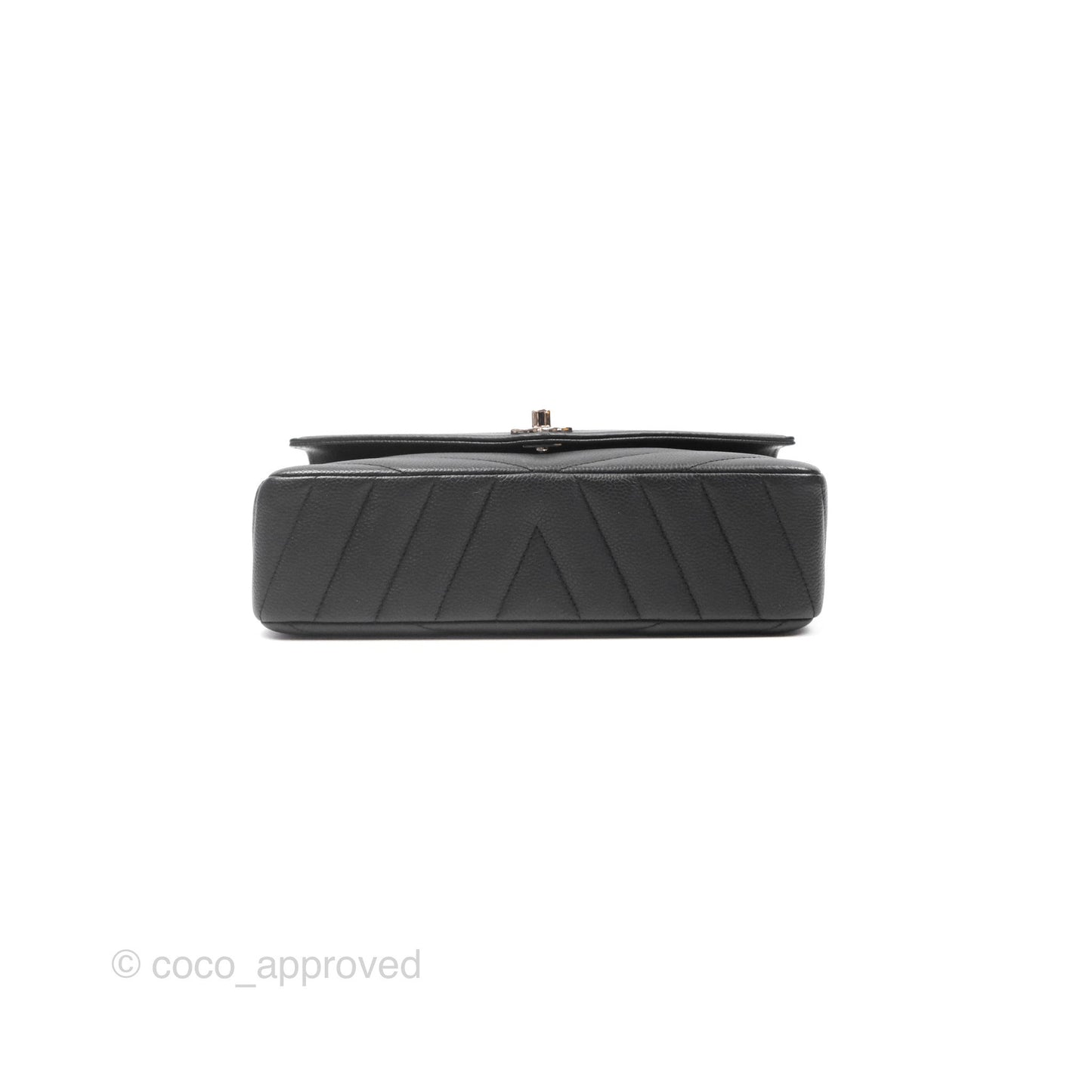 Chanel Chevron Flap Bag Black Caviar Silver Hardware