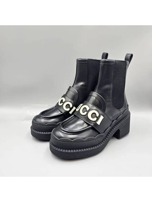 Luxury Gucci Trending 2025 Lettering Logo Leather Chelsea Boots Black
