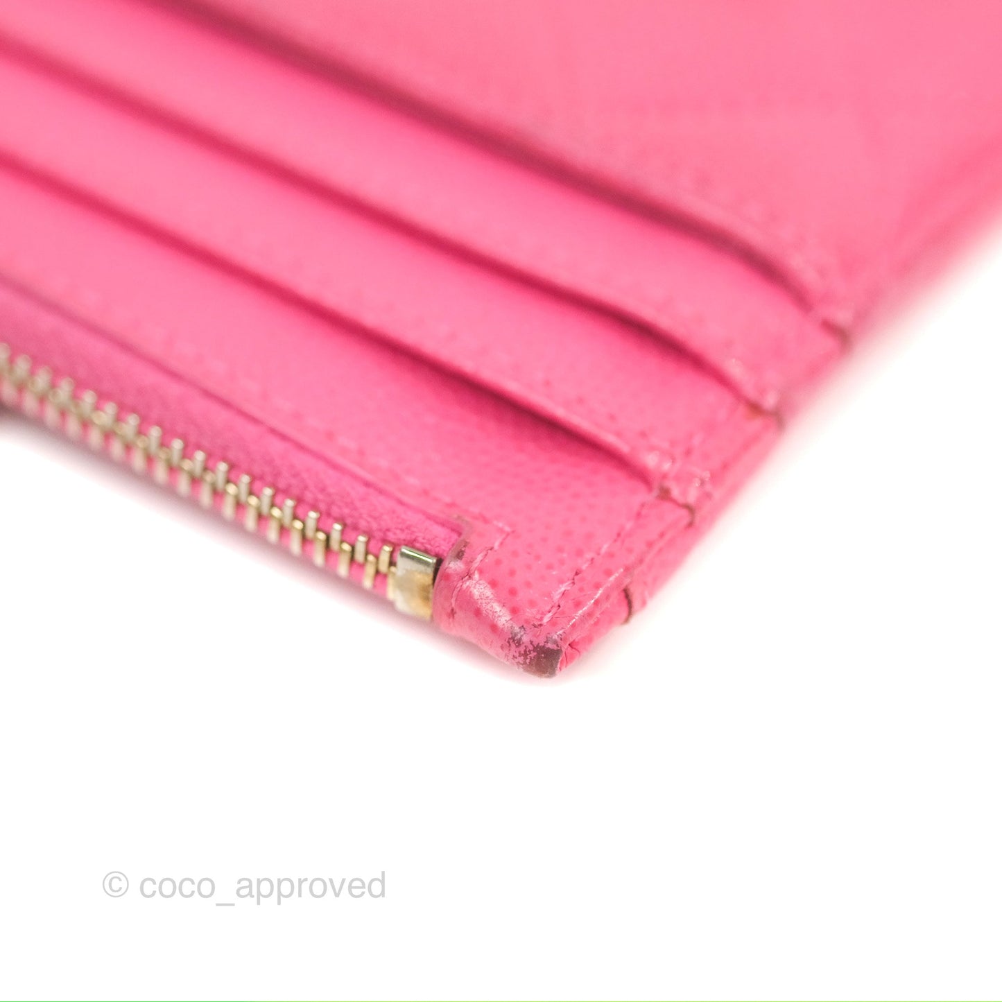 Chanel Quilted CC Zipped Card Holder Dark Pink Caviar Gold Hardware