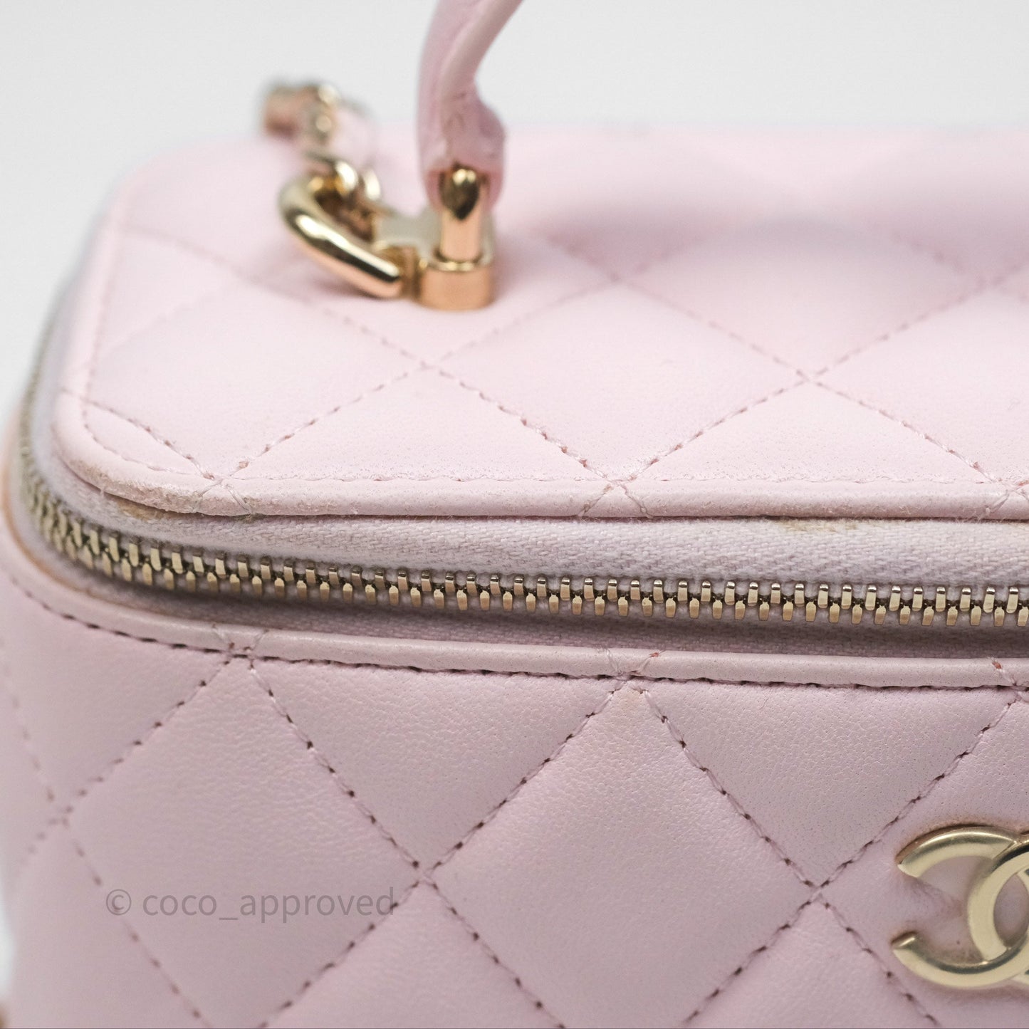 Chanel Vanity Rectangular Top Handle Light Pink Lambskin Gold Hardware