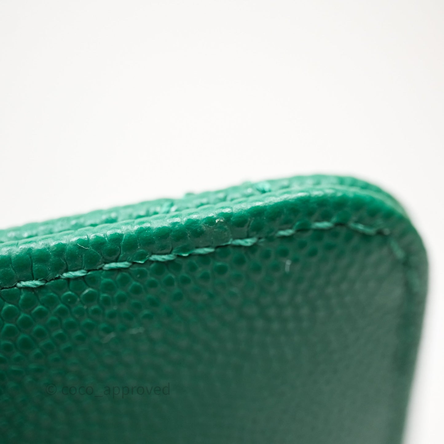 Chanel Mini Coco Handle Quilted Green Caviar Gold Hardware