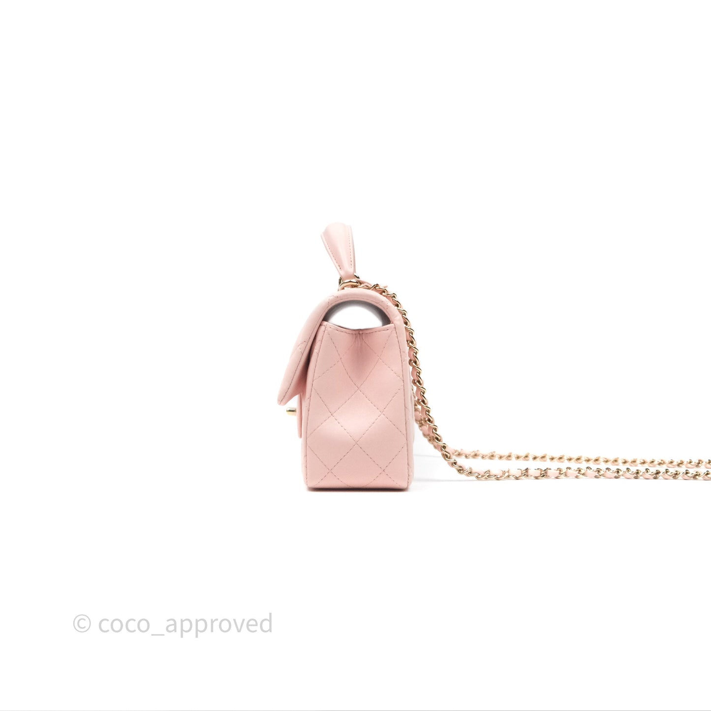 Chanel Top Handle Mini Rectangular Flap Pink Lambskin Gold Hardware