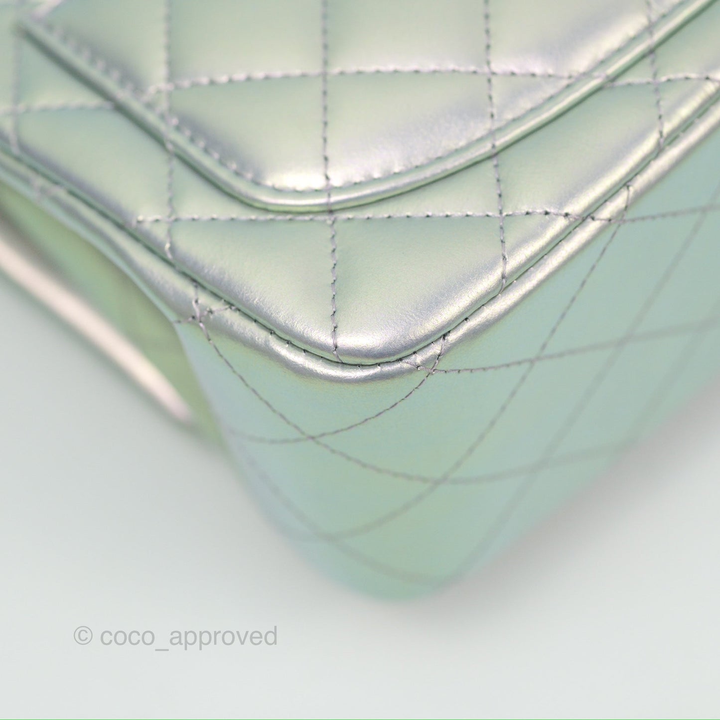 Chanel Mini Square Quilted Iridescent Lilac Silver Hardware 21K