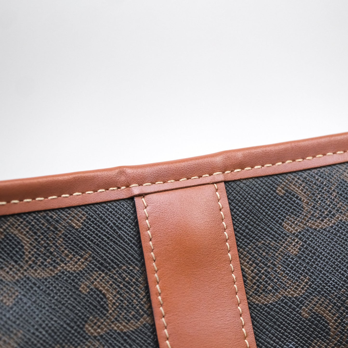Celine Small Bucket Triomphe Canvas Tan Calfskin