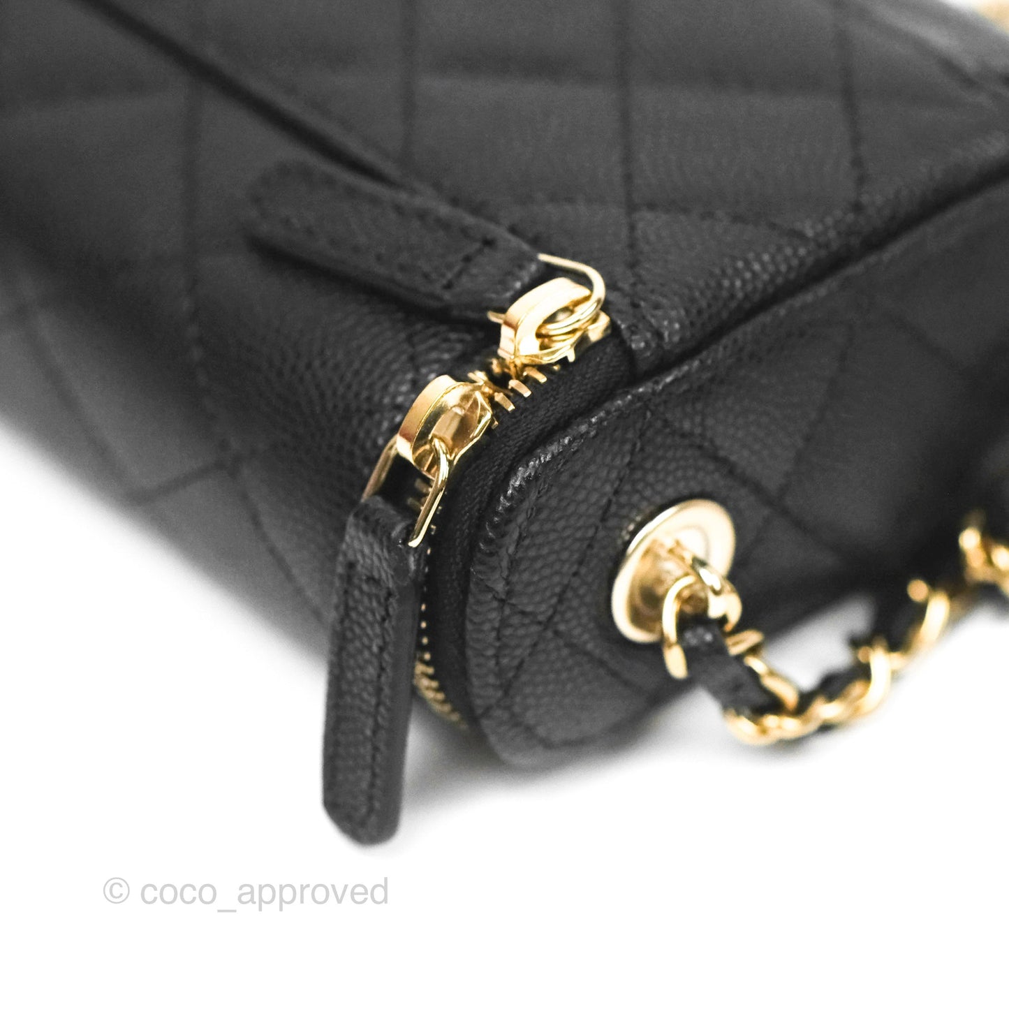 Chanel Classic Mini Vanity With Chain Black Caviar Gold Hardware