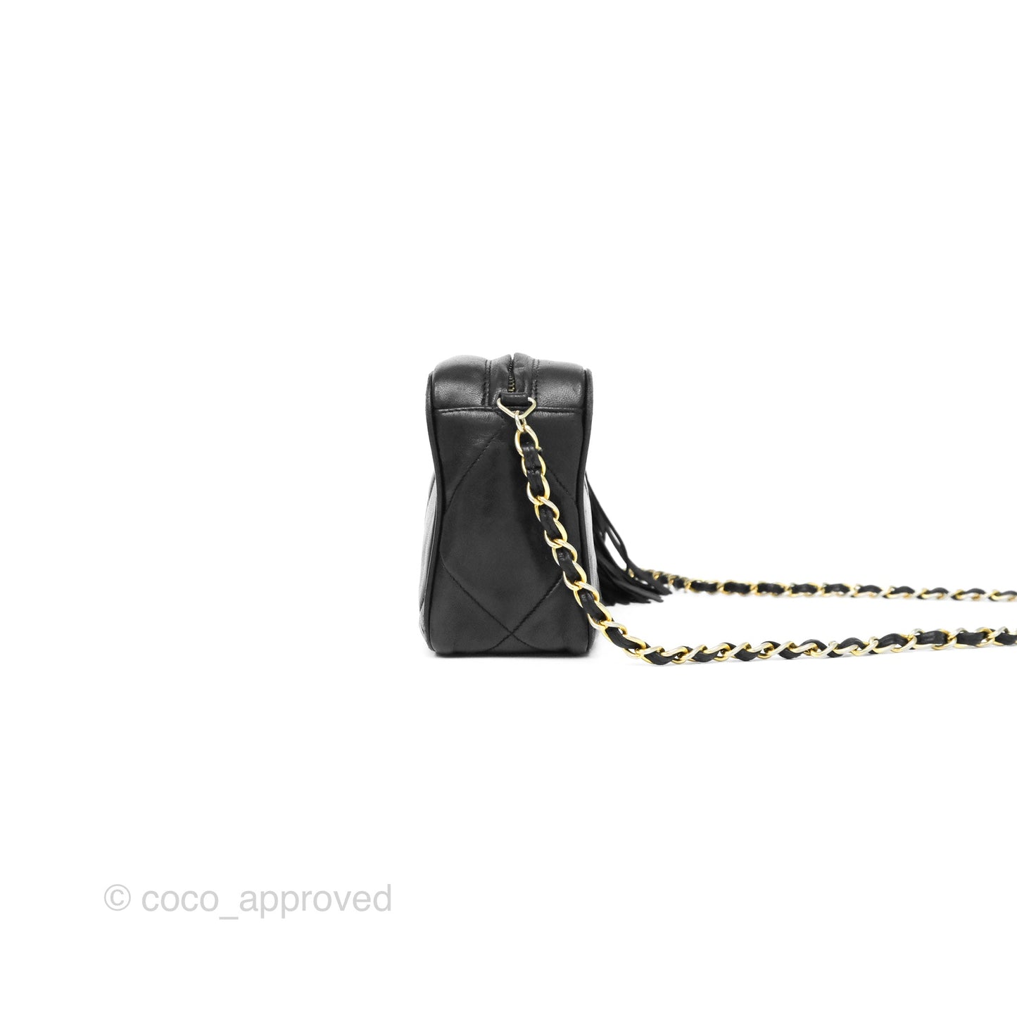 Chanel Vintage Small Camera Bag Black Lambskin Gold Hardware