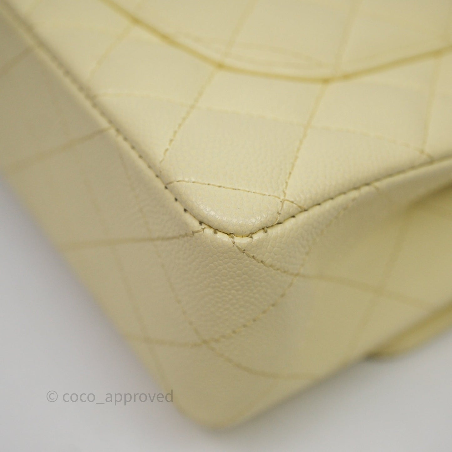 Chanel Small Classic Quilted Flap Light Yellow Caviar Gold Hardware