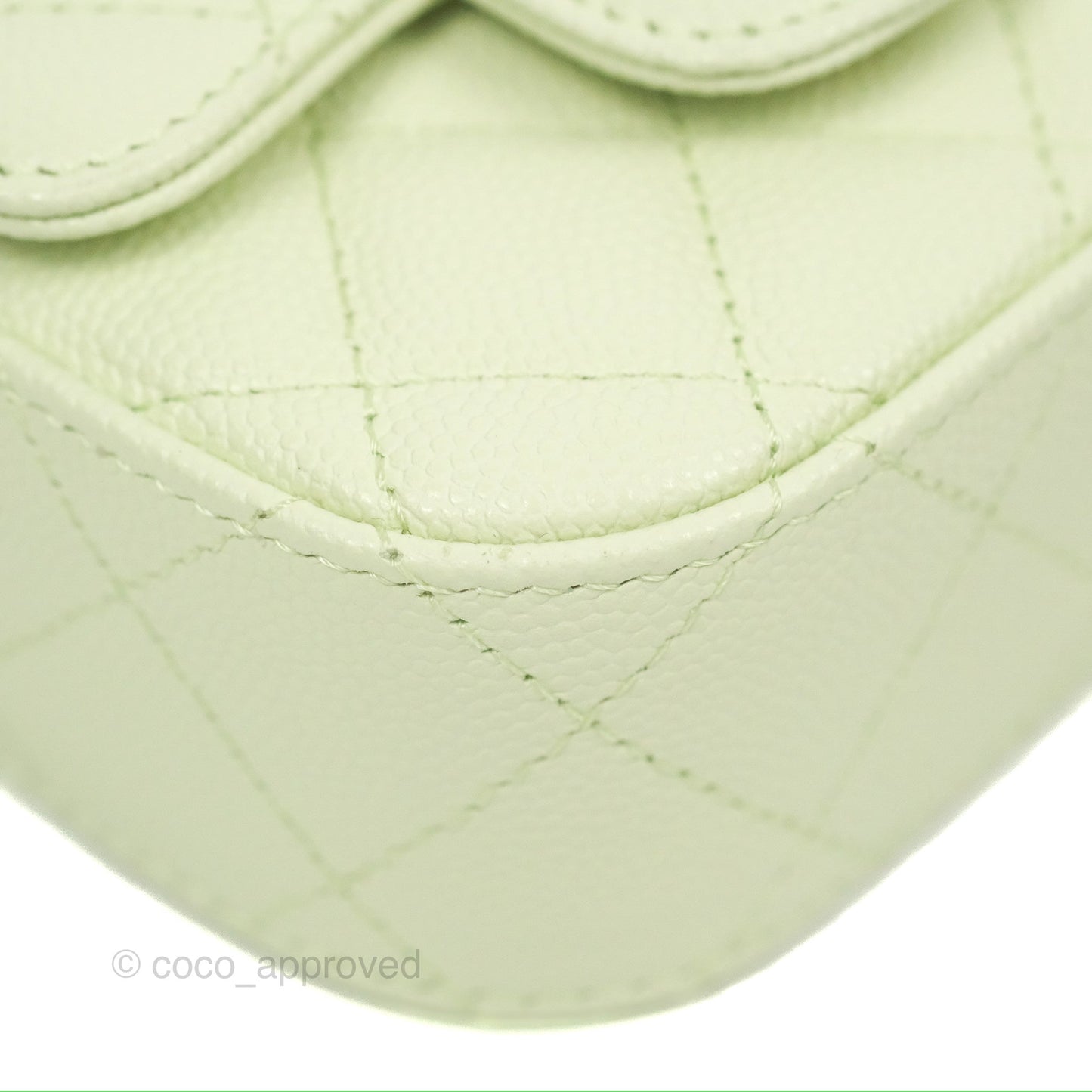 Chanel Mini Clutch With Chain Mint Green Caviar Gold Hardware 22C