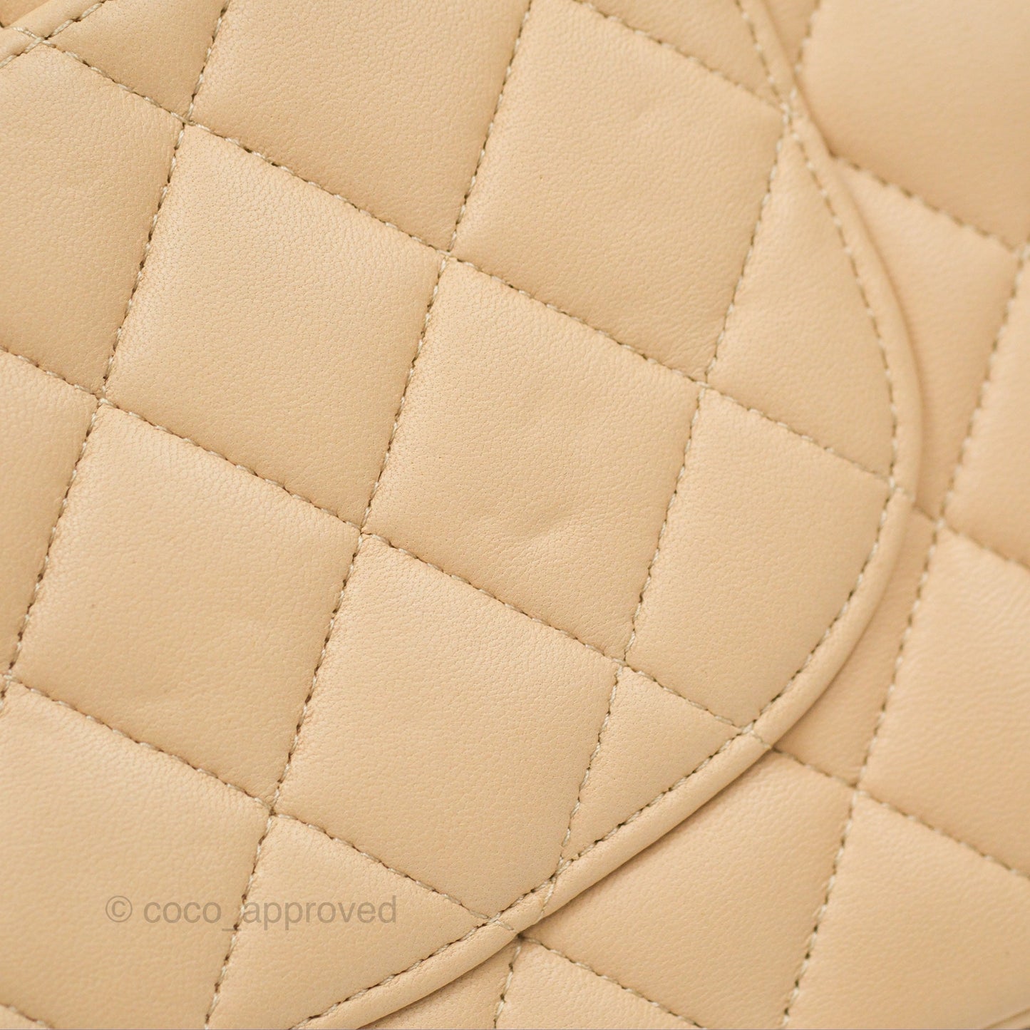 Chanel Classic M/L Medium Flap Quilted Beige Lambskin Silver Hardware