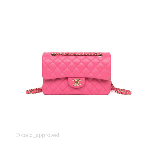 Chanel Small Classic Flap Quilted Hot Pink Caviar Gold Hardware