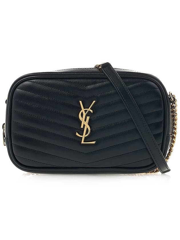 Luxury Saint Laurent Lou Gold Mini Leather Cross Bag Black