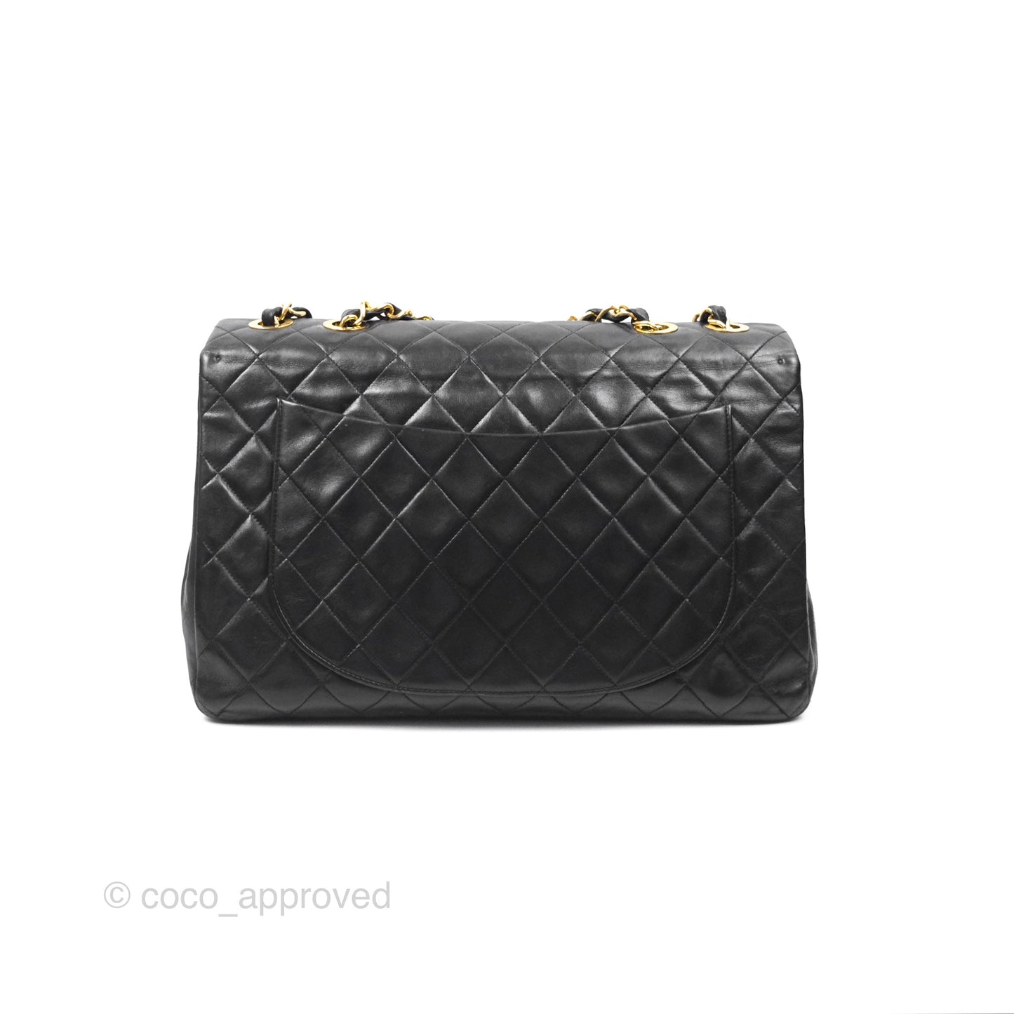Chanel Vintage Maxi Single Flap Black Lambskin 24K Gold Hardware