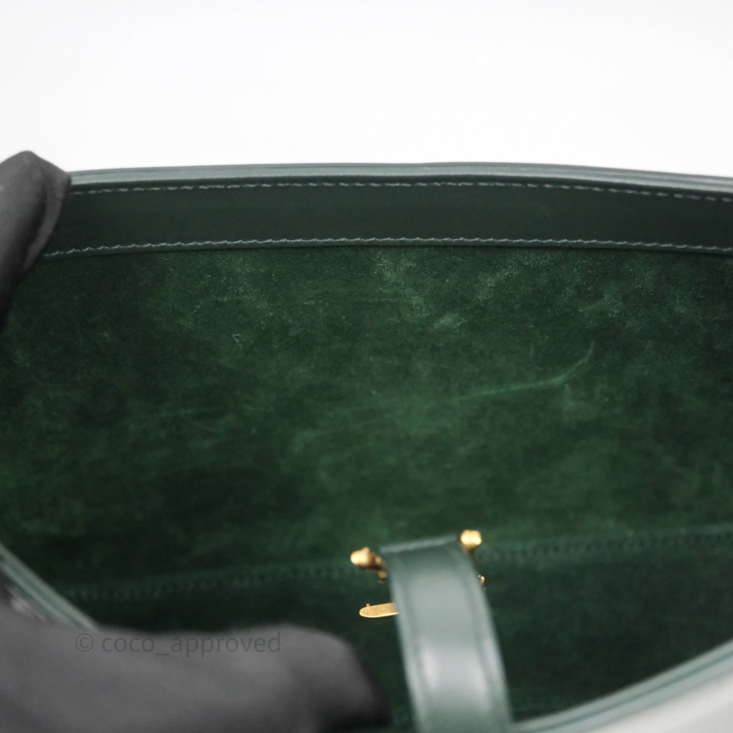 Saint Laurent ‘Le 5 a 7’ Hobo Bag Dark Green Smooth Calfskin