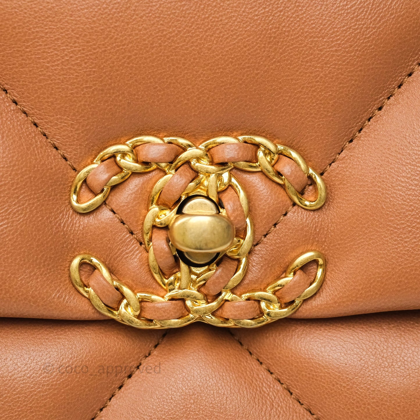 Chanel 19 Small Caramel Dark Beige Brown Mixed Hardware