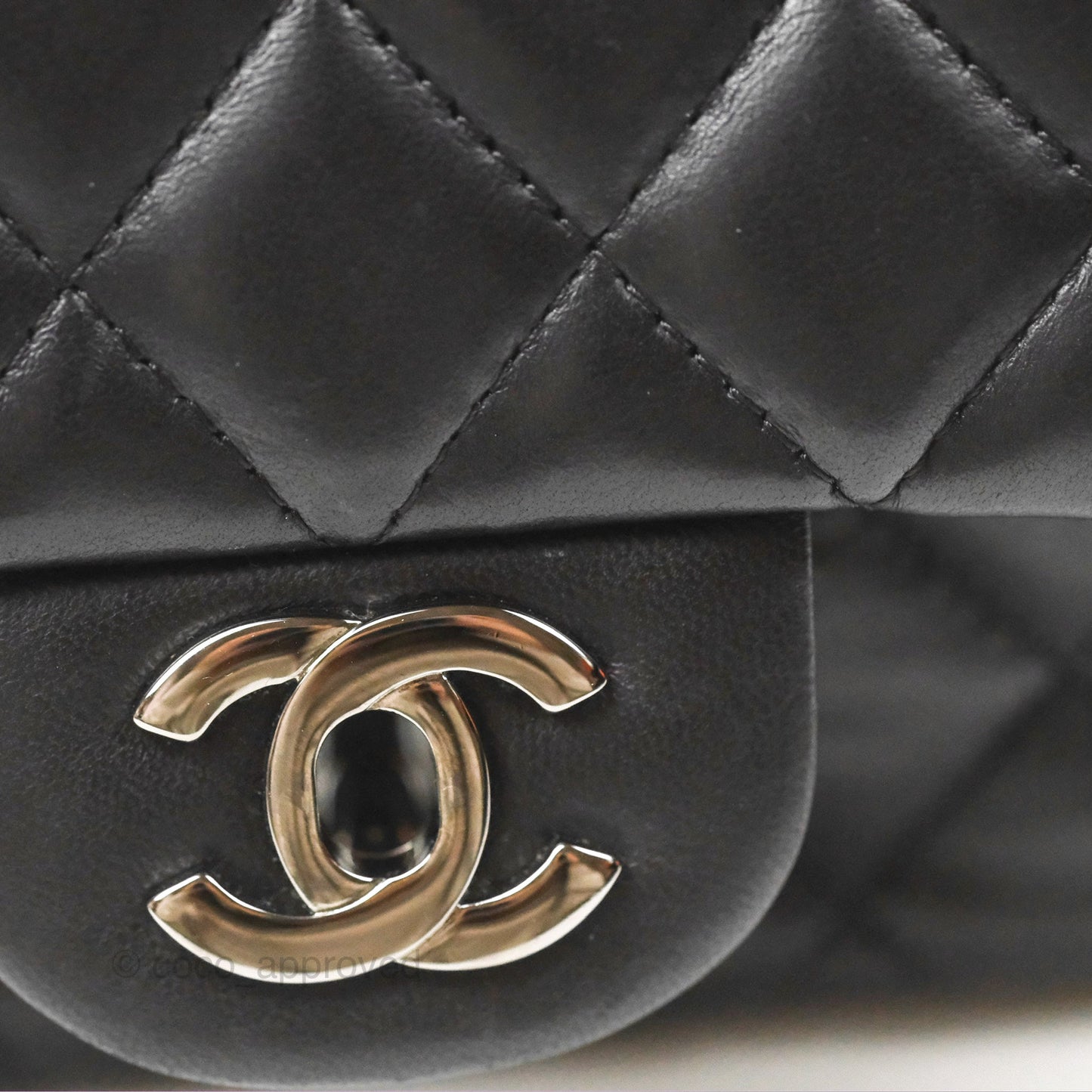Chanel Mini Square Black Lambskin Dark Silver Hardware