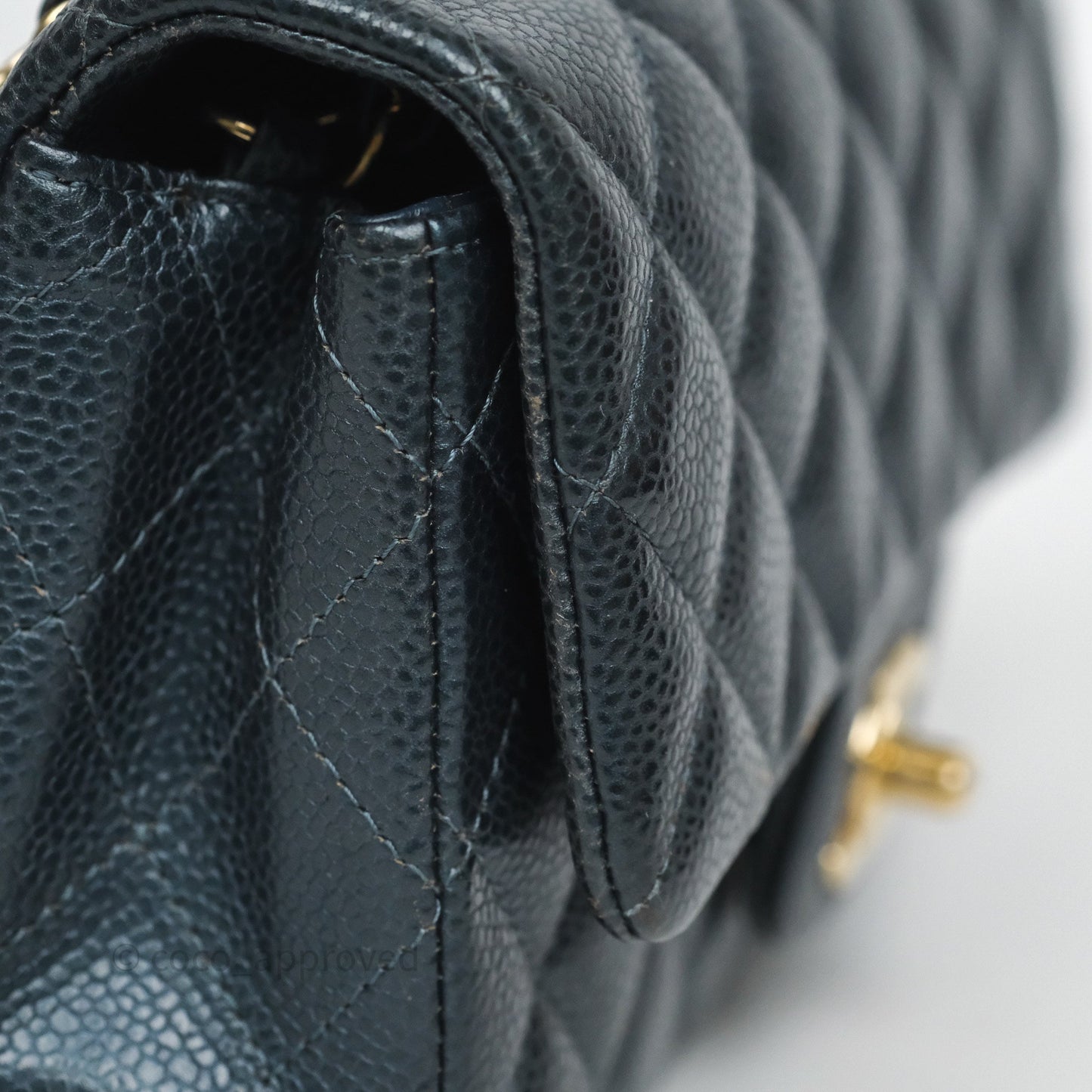 Chanel Mini Rectangular Quilted Iridescent Teal Caviar Gold Hardware