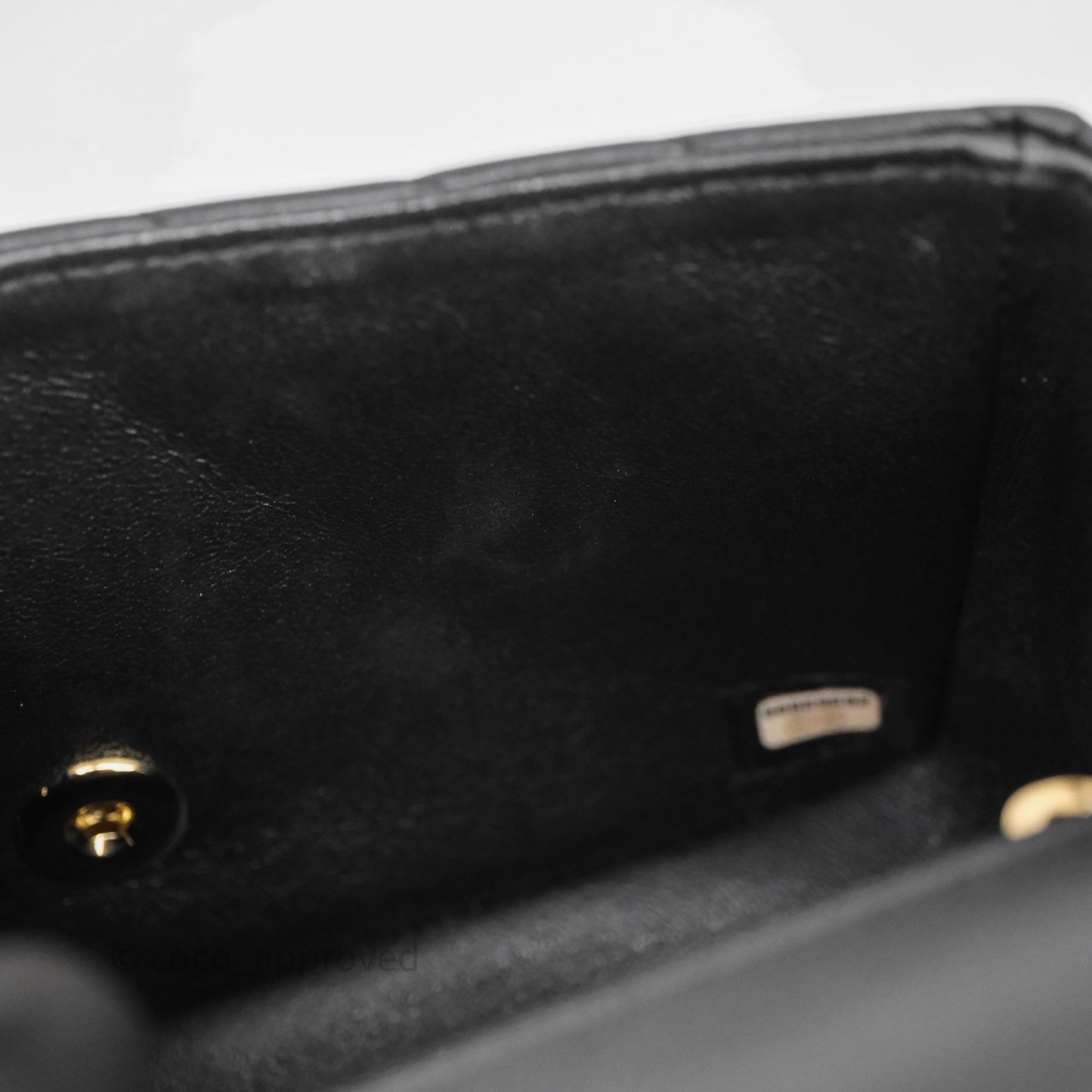 Chanel Quilted Mini Rectangular Chevron Black Lambskin Gold Hardware