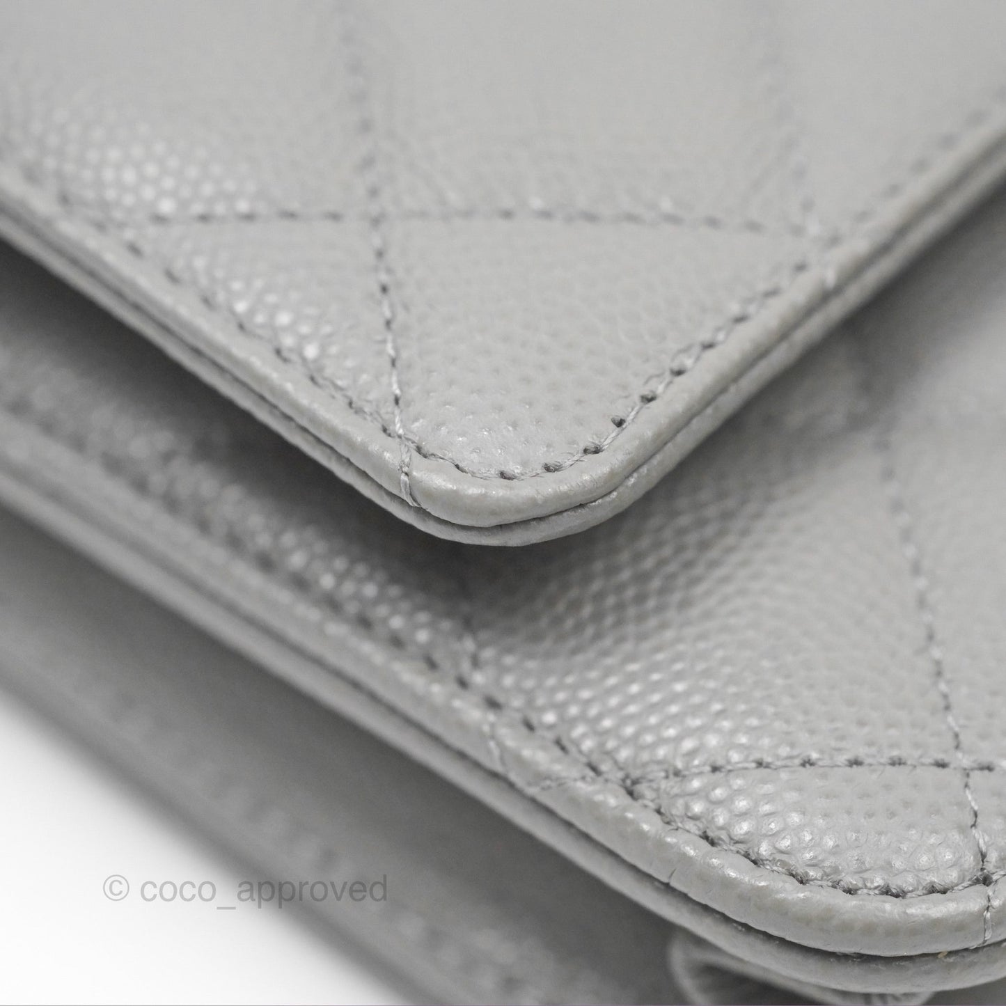 Chanel Classic Quilted Wallet On Chain WOC Grey Caviar Gold Hardware