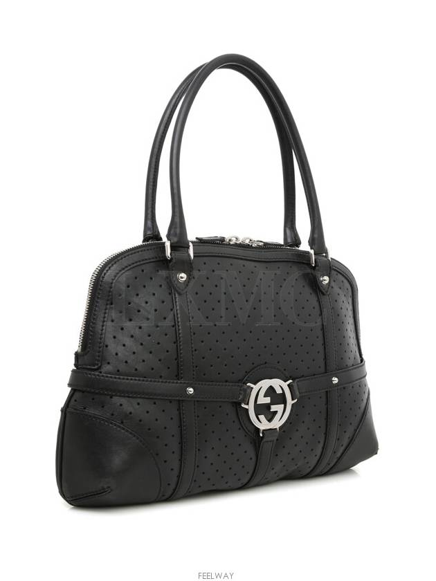Luxury Gucci Trending 2025 Interlocking perforated GG black shoulder bag 114887