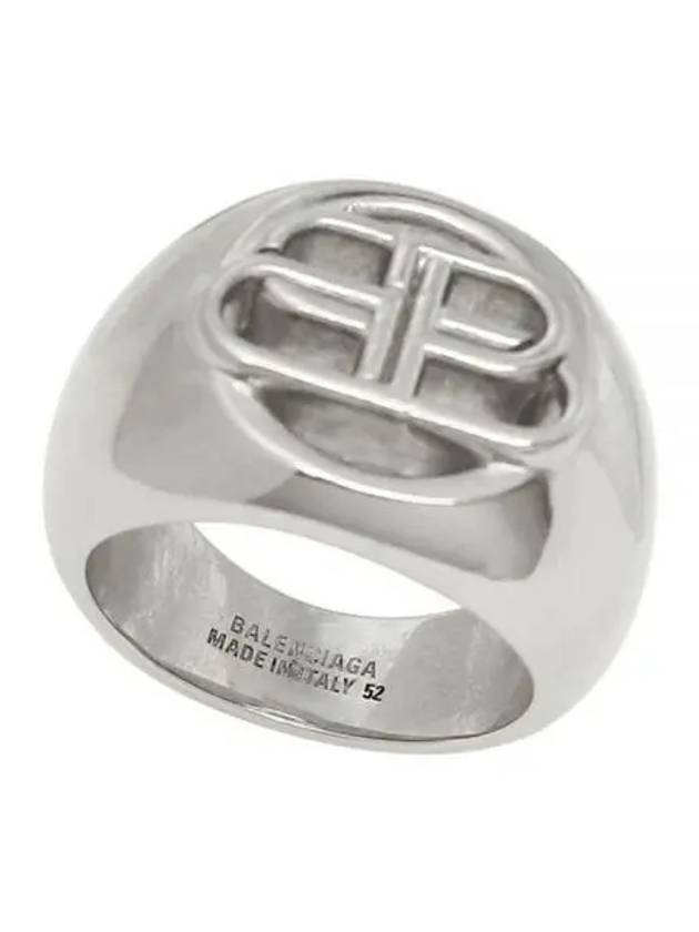 Luxury Balenciaga BB Signature Bold Ring Silver